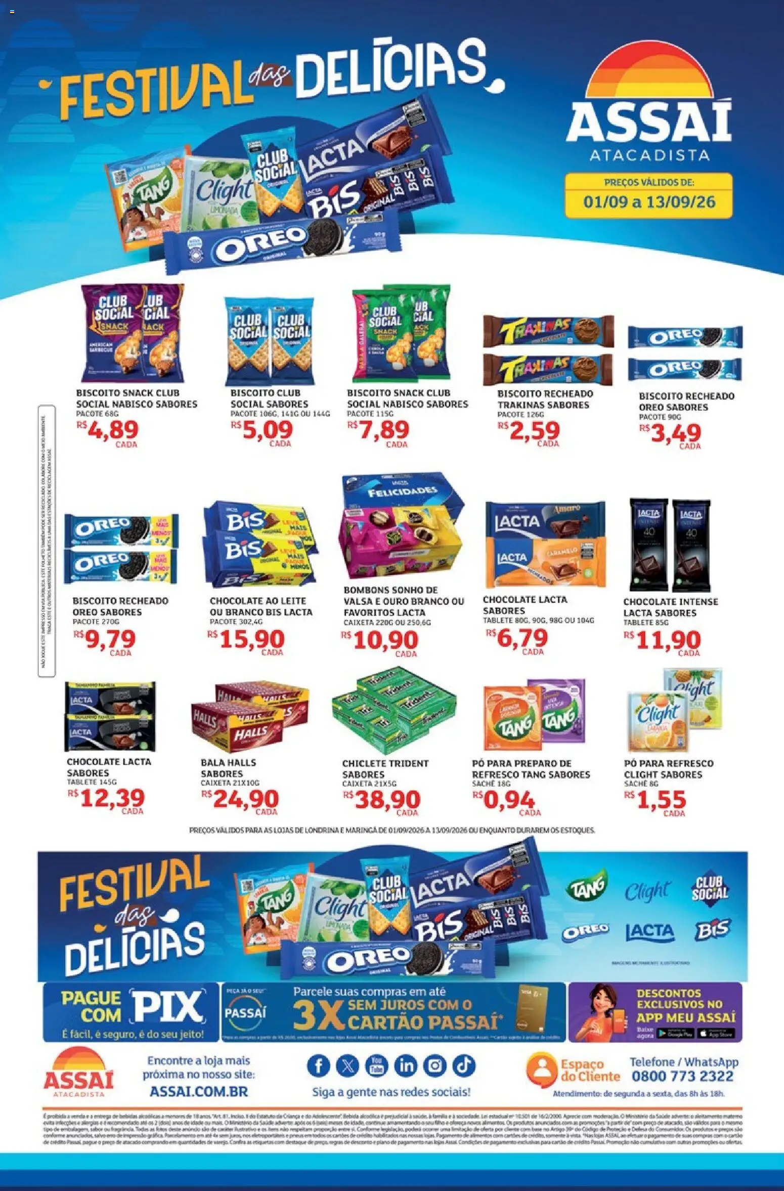 Assaí Atacadista Folheto - válido de 01/09/2026 | Página: 1 | Produtos: Biscoito, Sonho, Leite, Telefone
