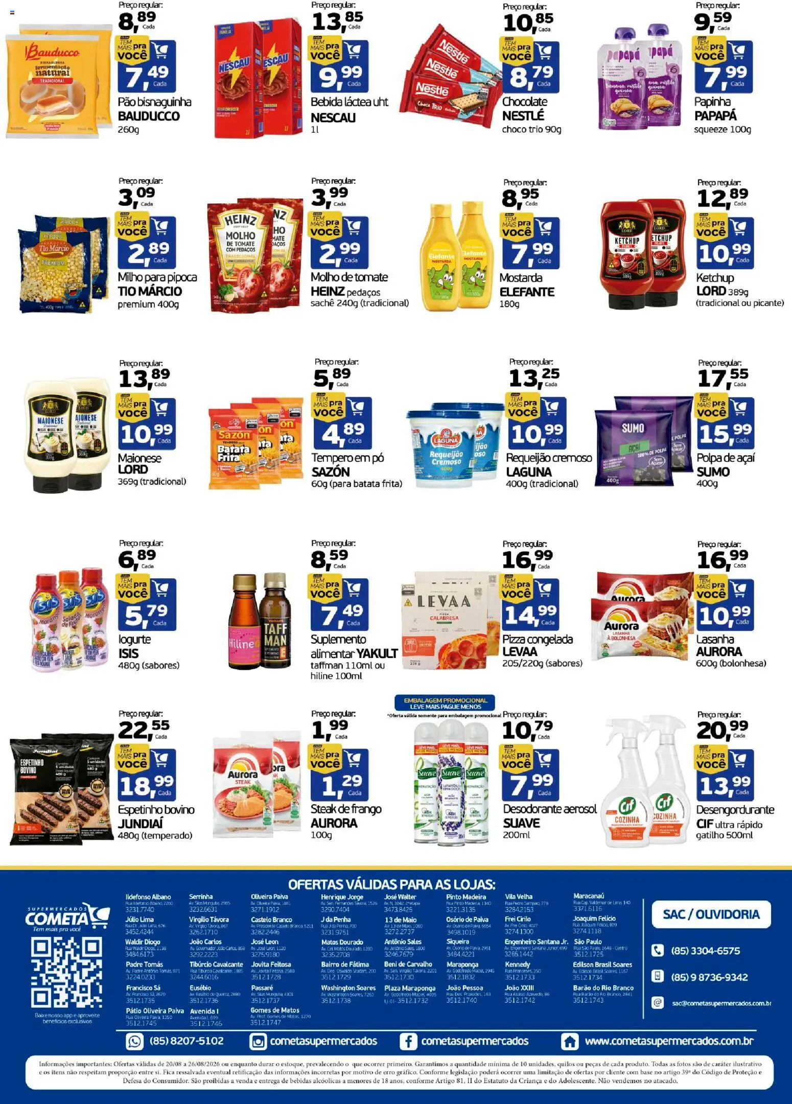 Cometa Supermercados Folheto - válido de 20/08/2026 | Página: 2 | Produtos: Mostarda, Tomate, Pizza congelada, Papinha