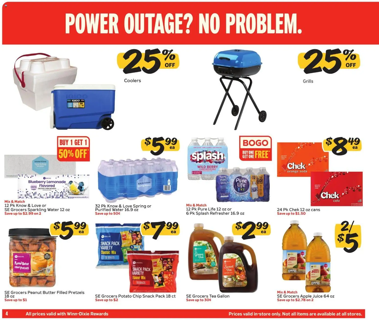 Winn Dixie Ad - valid from 27.05.2026 | Page: 4 | Products: Butter, Juice, Tea, Water