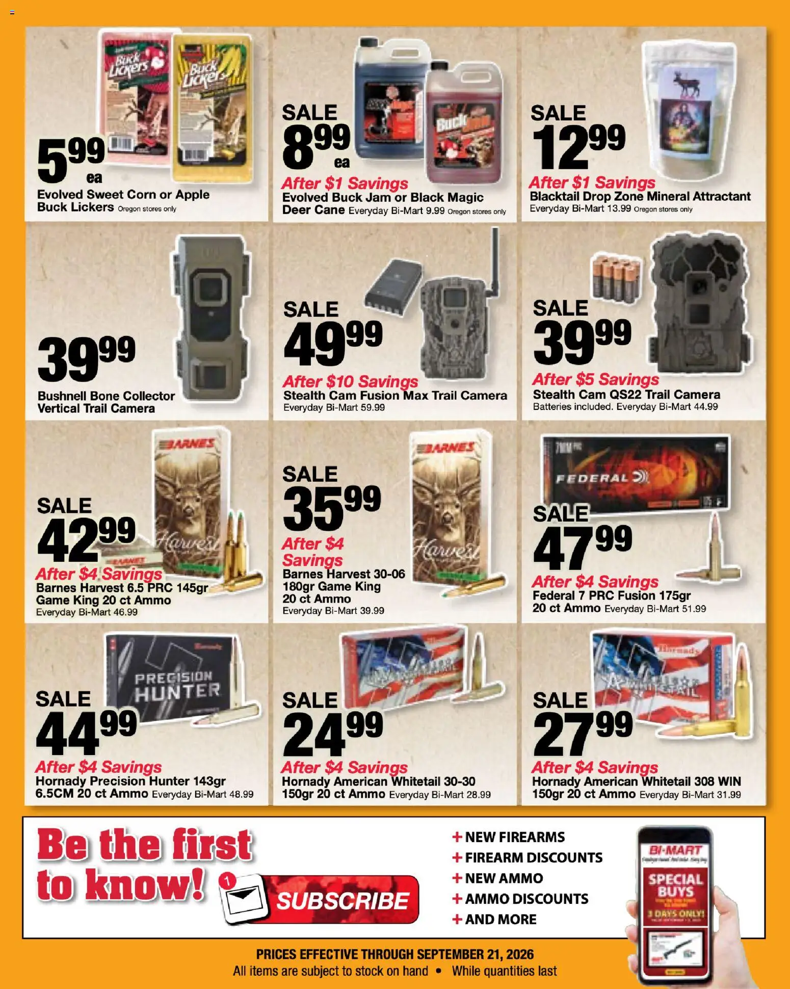 Bi-Mart Big Game Hunting Flyer - valid from 09/08/2026 | Page: 4 | Products: Corn, Camera, Ammo, Trail Camera