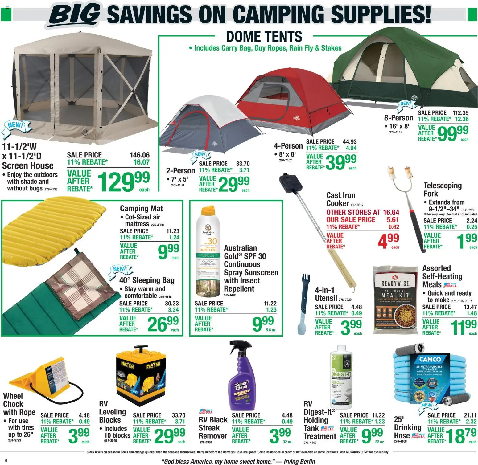 Menards Weekly Ad - valid from 18.06.2026 | Page: 7 | Products: Sunscreen, Water, Bag, Iron