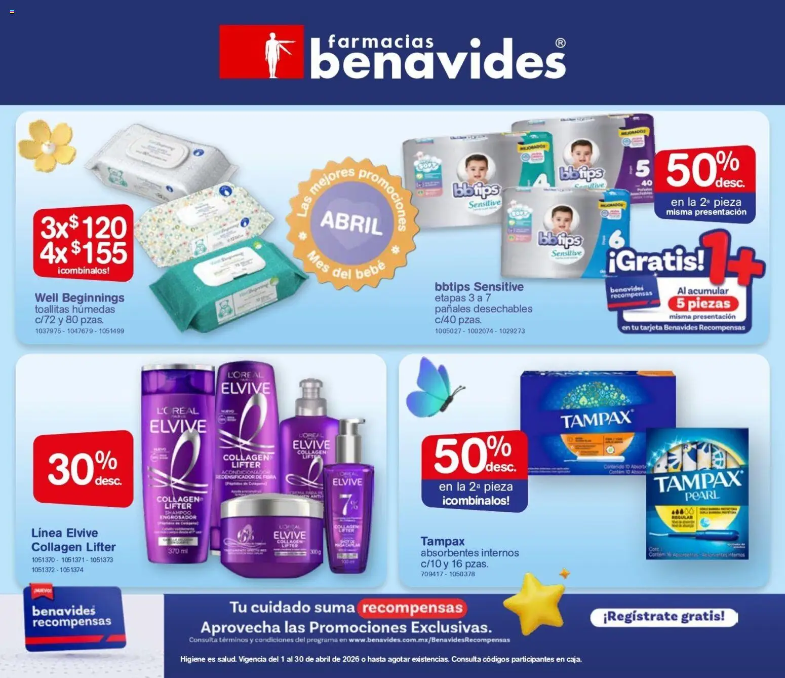 Nuevas ofertas de Farmacia Benavides válidas en toda la República Mexicana desde el 01.04.2026. ¡Encuentra las mejores ofertas en Farmacia Benavides catálogo! | Página: 24 | Productos: Toallitas húmedas, Pañales, Acondicionador