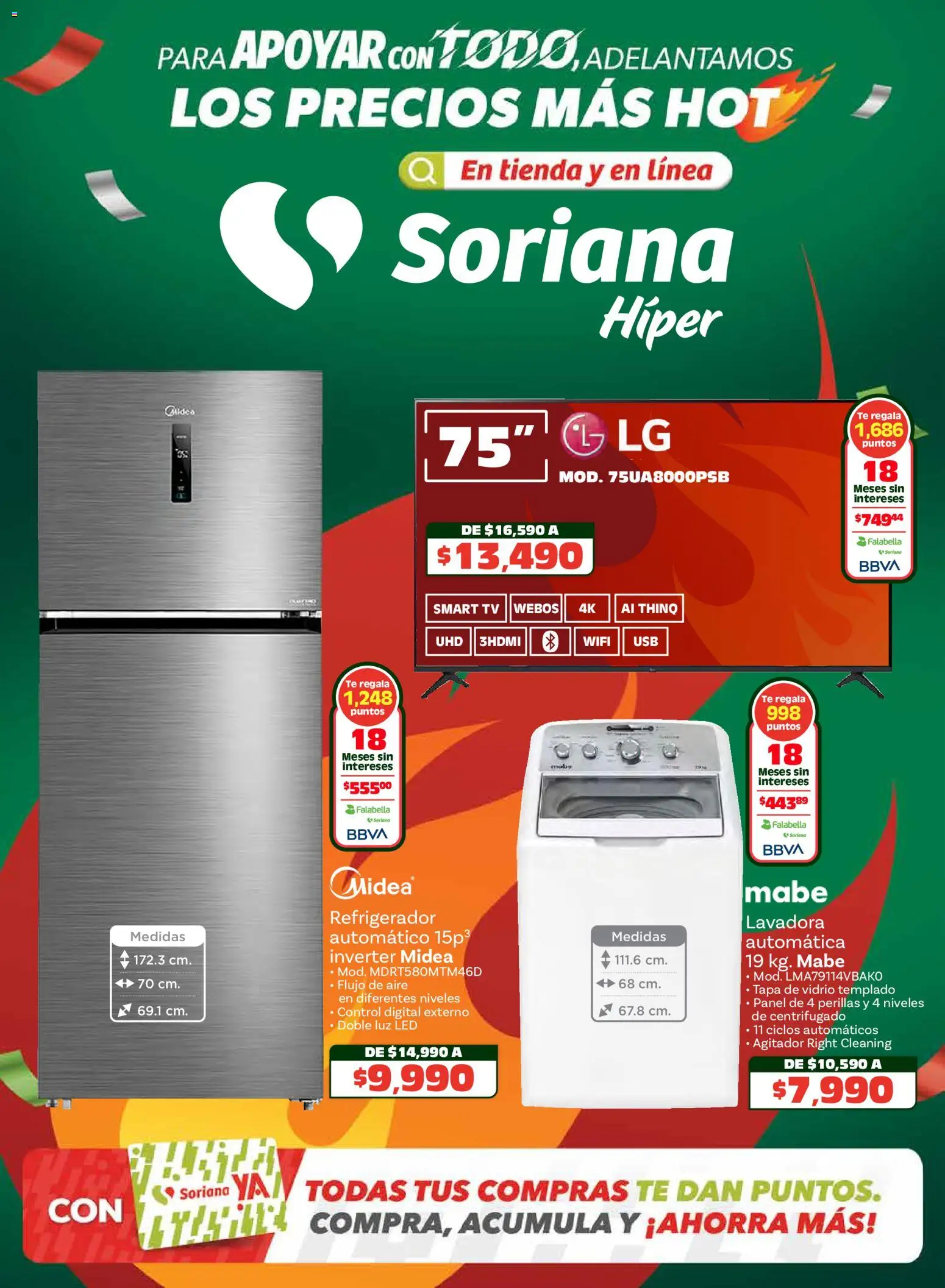 Nuevas ofertas de Soriana válidas en toda la República Mexicana desde el 14.05.2026. ¡Encuentra las mejores ofertas en Soriana Hot Sale! | Página: 1 | Productos: Refrigerador, Lavadora, Té