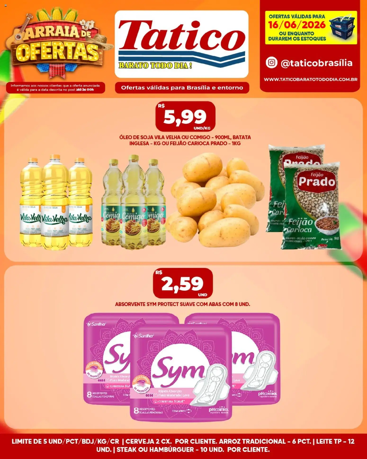 Tatico Folheto - válido de 16.06.2026 | Página: 4 | Produtos: Feijão, Óleo, Arroz, Absorvente