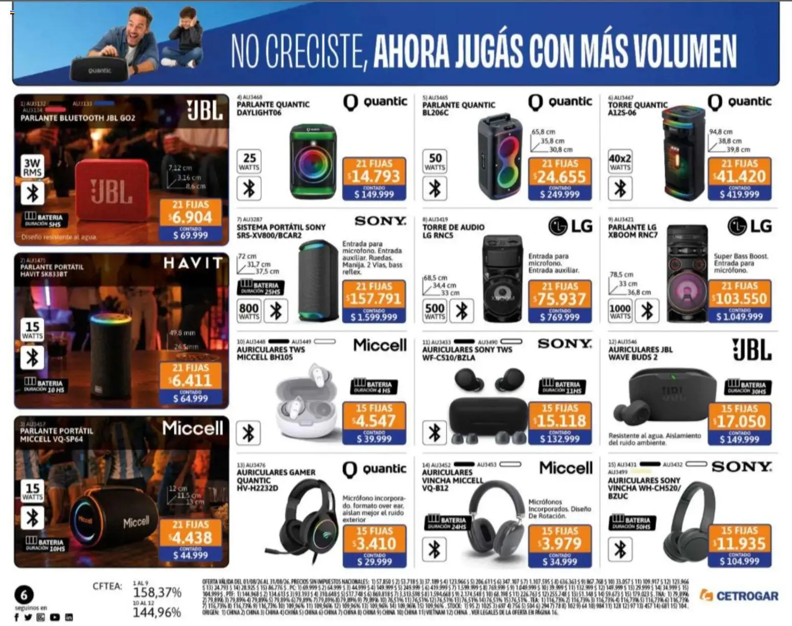 Cetrogar catálogo │ válido desde el 04/08/2026 | Página: 5 | Productos: Vincha, Audio, Batería, Agua