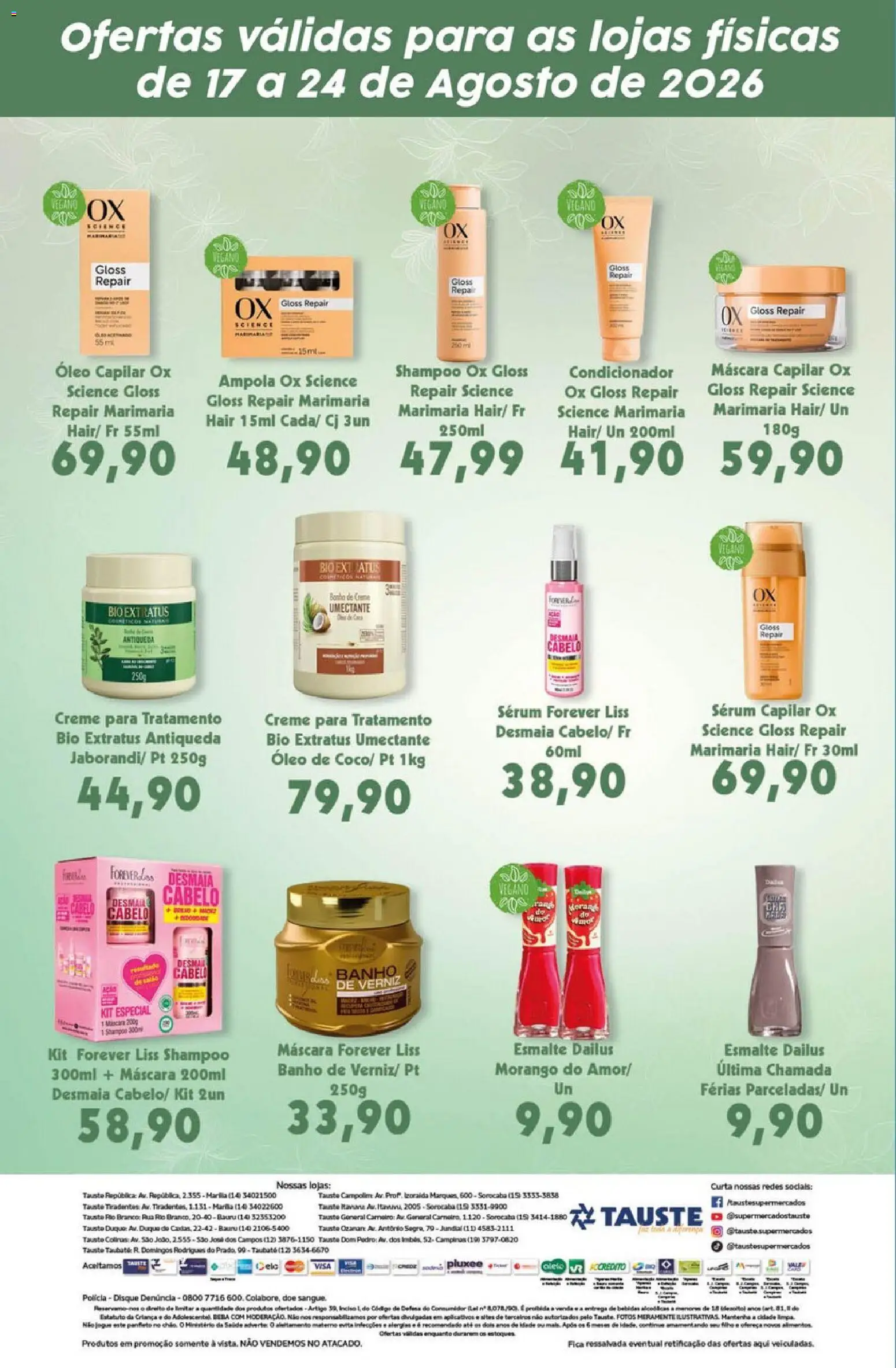 Tauste Folheto - válido de 17/08/2026 | Página: 2 | Produtos: Shampoo, Condicionador, Sérum, Alimentos