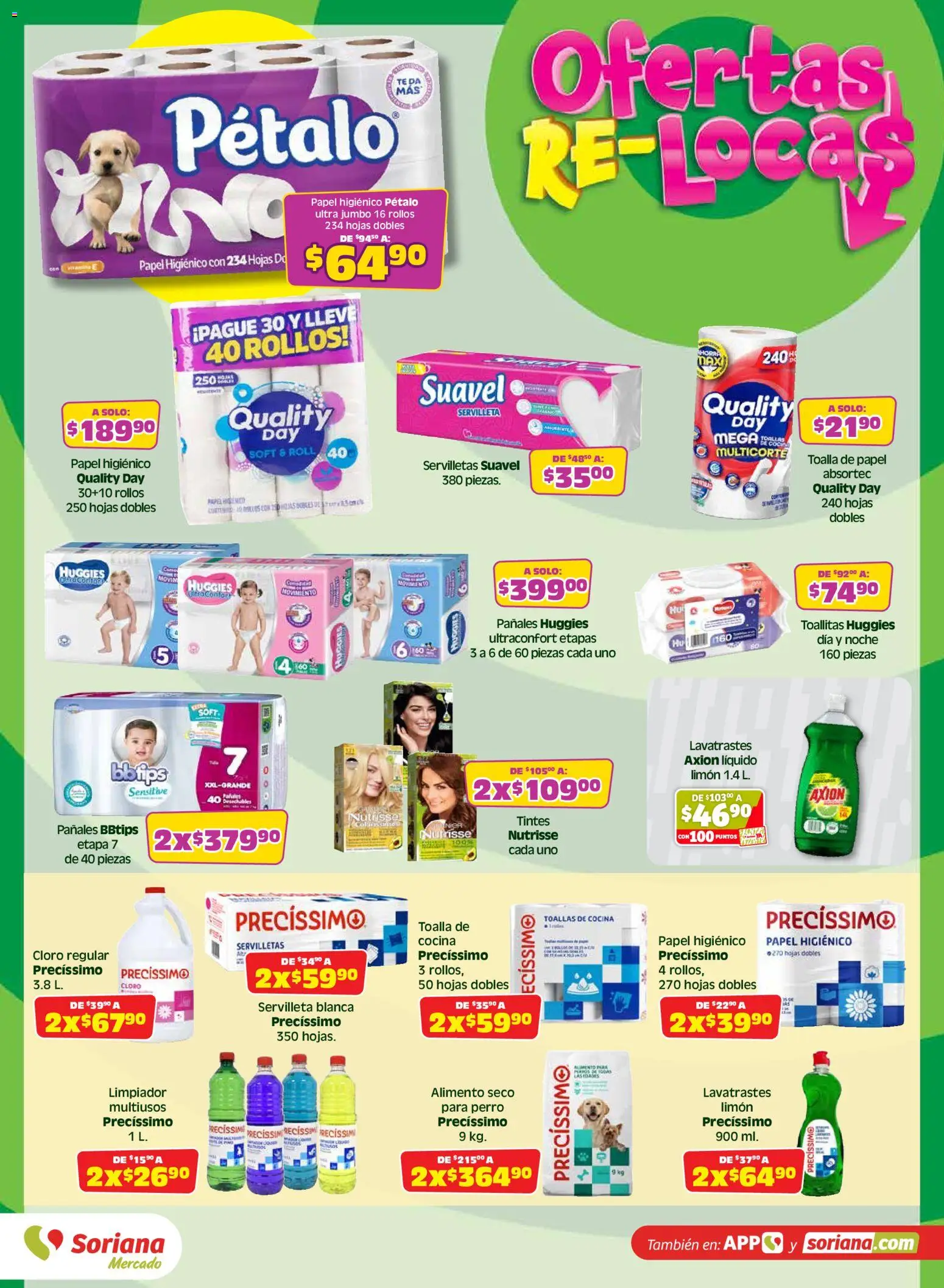 Nuevas ofertas de Soriana válidas en toda la República Mexicana desde el 05.06.2026. ¡Encuentra las mejores ofertas en Soriana Julio Regalado Mercado Nacional! | Página: 9 | Productos: Limpiador, Cloro, Toallas, Servilletas