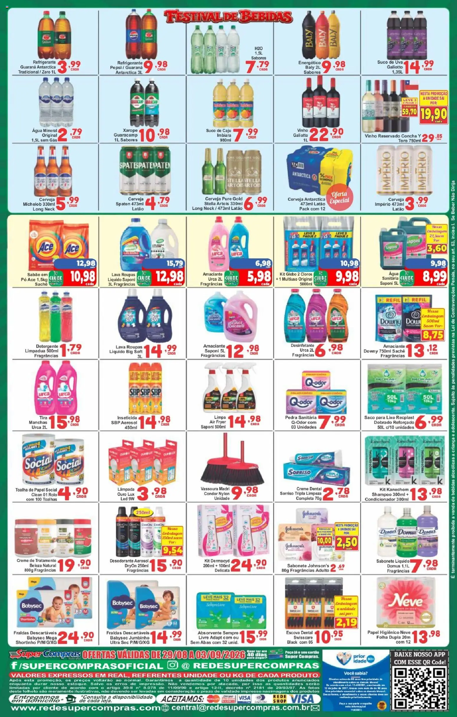 Rede Super Compras Folheto - válido de 29/08/2026 | Página: 4 | Produtos: Pedra sanitária, Guaraná, Energético, Detergente