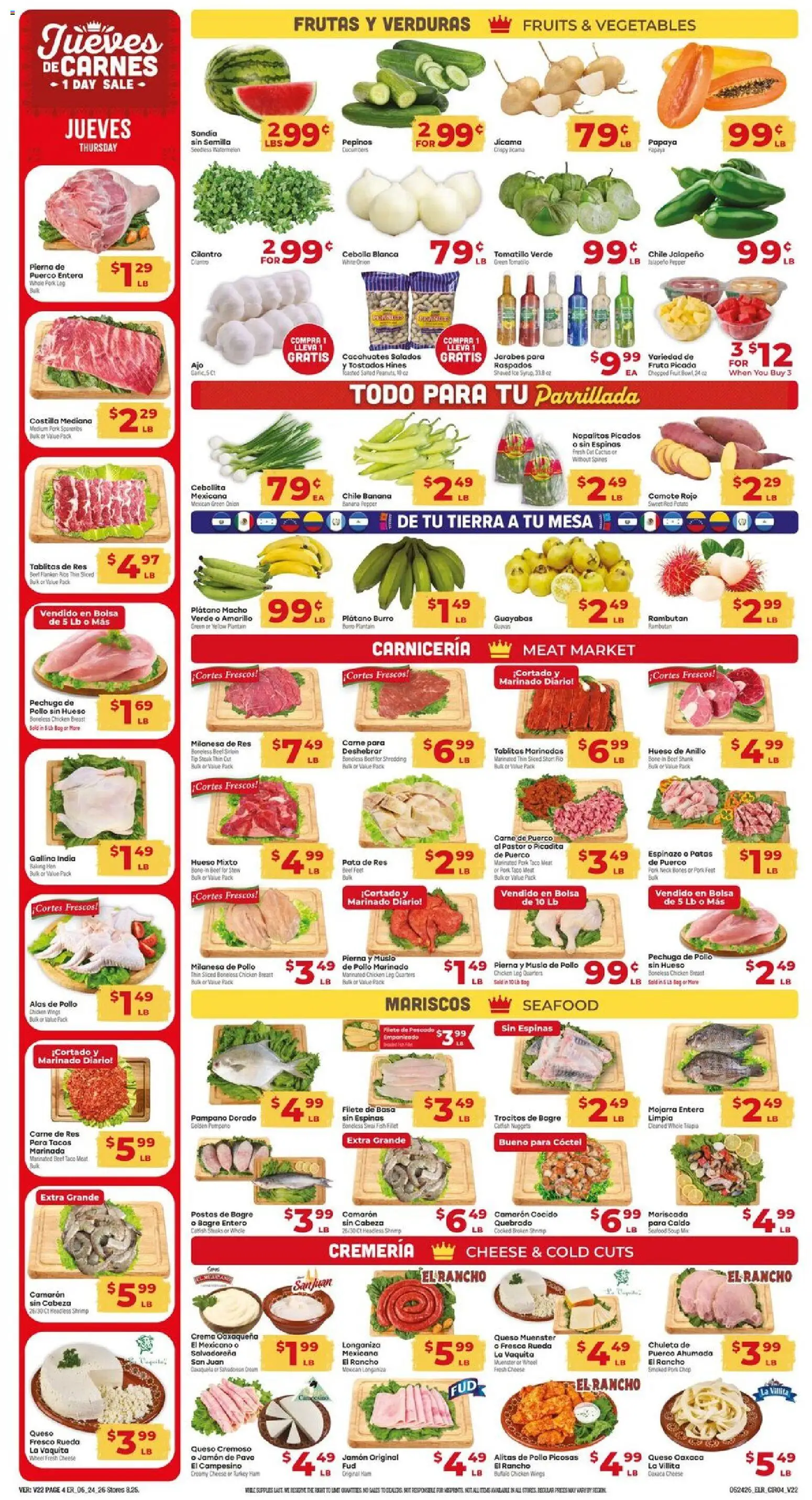 El Rancho Weekly Ad - valid from 06/24/2026 | Page: 4 | Products: Wine, Pork, Fish, Vegetables