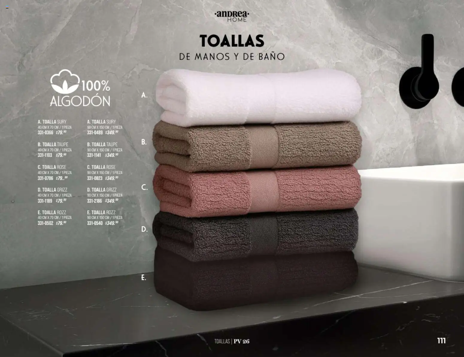 Nuevas ofertas de Andrea válidas en toda la República Mexicana desde el 25/01/2026. ¡Encuentra las mejores ofertas en Andrea catálogo Home! | Página: 111 | Productos: Toalla, Algodón, Toallas, Baño