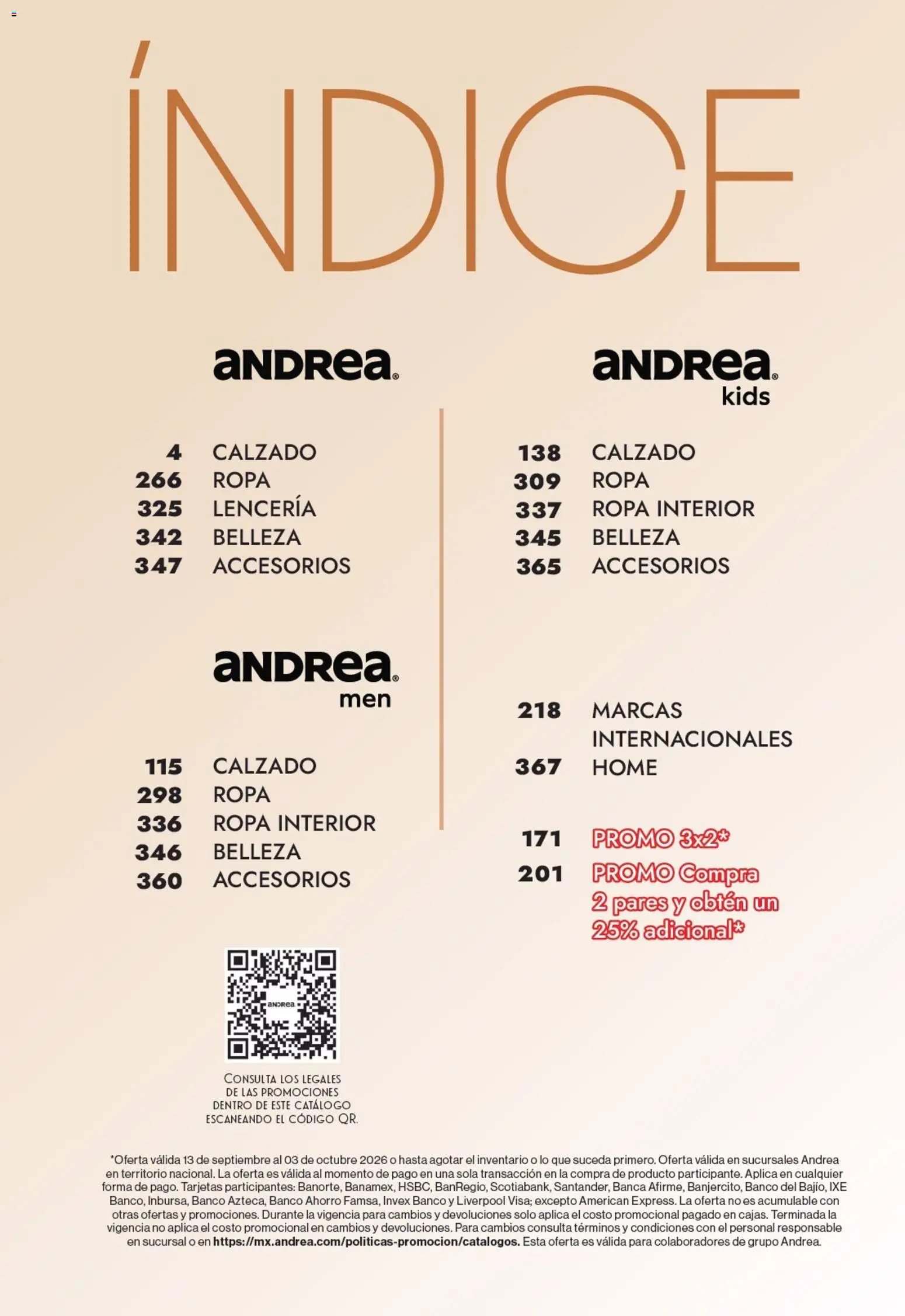 Nuevas ofertas de Andrea válidas en toda la República Mexicana desde el 13/09/2026. ¡Encuentra las mejores ofertas en Andrea catálogo Outlet! | Página: 3 | Productos: Ropa, Ropa interior, Banco, Lenceria