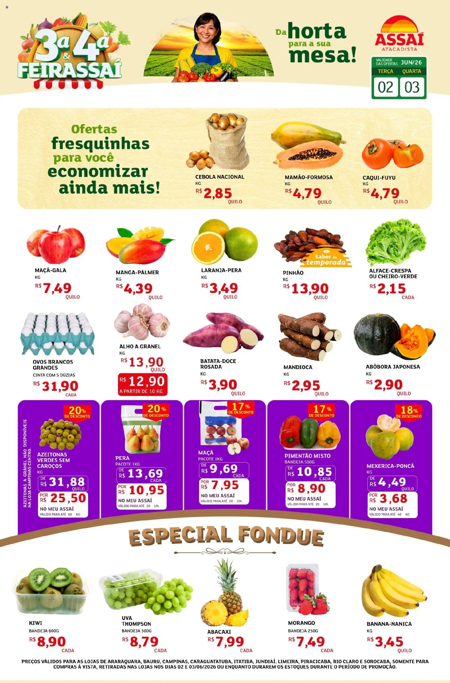 Assaí Atacadista Folheto - válido de 02.06.2026 | Página: 1 | Produtos: Abóbora, Cebola, Mesa, Abacaxi