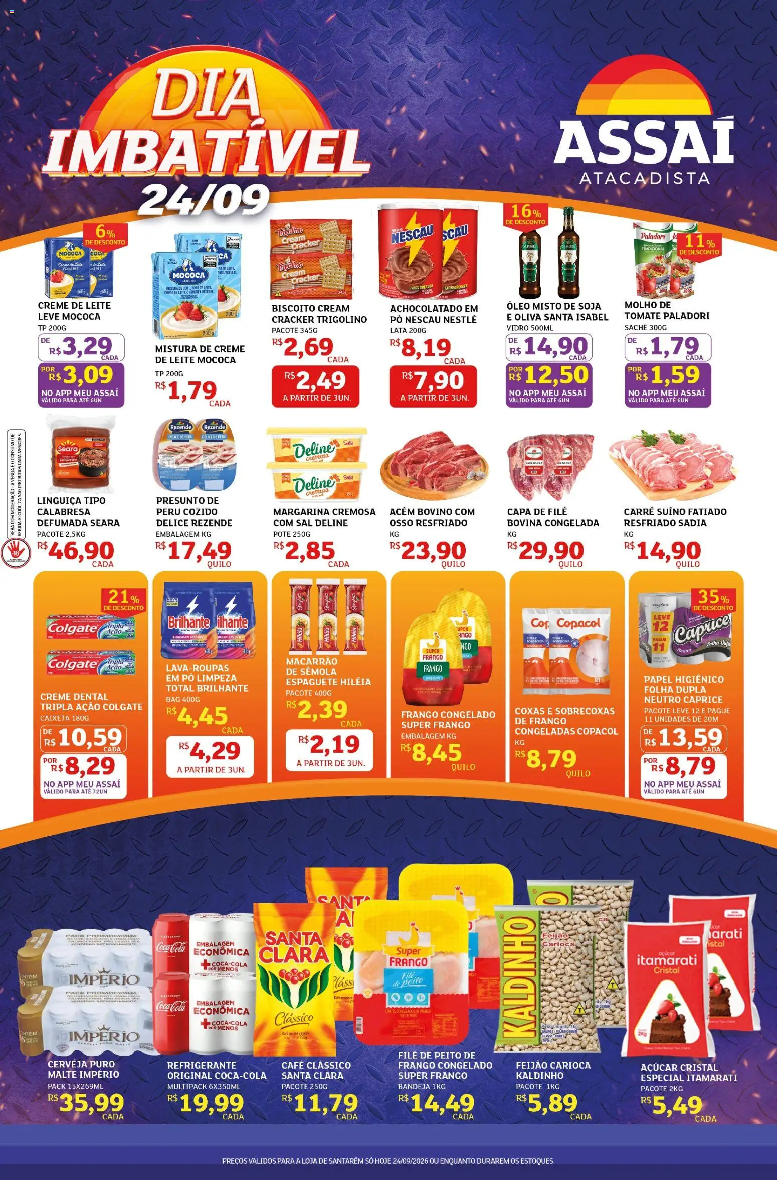 Assaí Atacadista Folheto - válido de 24/09/2026 | Página: 1 | Produtos: Linguiça, Macarrão, Papel higiênico, Soja