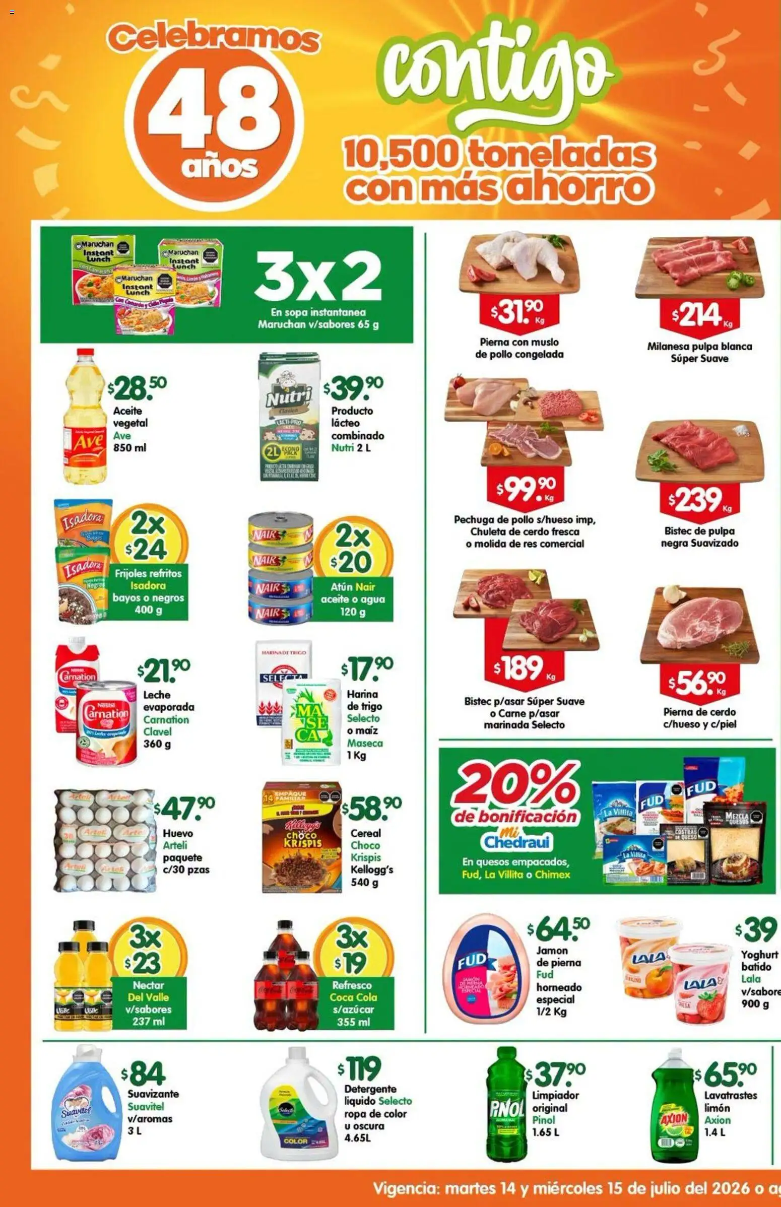 Nuevas ofertas de Arteli válidas en toda la República Mexicana desde el 14/07/2026. ¡Encuentra las mejores ofertas en Arteli folleto Express! | Página: 1 | Productos: Pollo, Limón, Leche, Aceite
