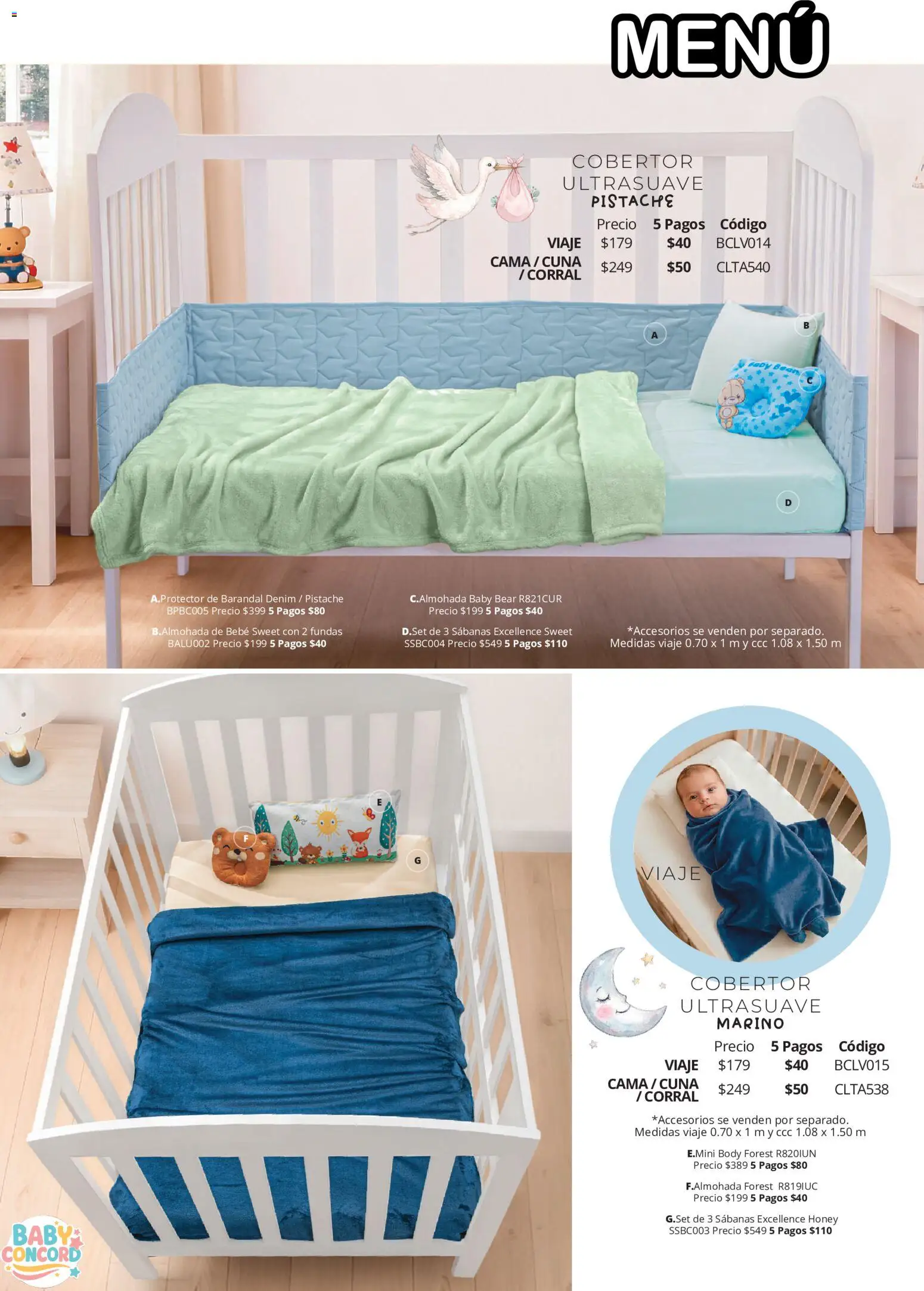 Nuevas ofertas de Colchas Concord válidas en toda la República Mexicana desde el 01/08/2026. ¡Encuentra las mejores ofertas en Colchas Concord catálogo Colección Bebé! | Página: 12 | Productos: Cobertor, Cama, Cuna, Sabanas