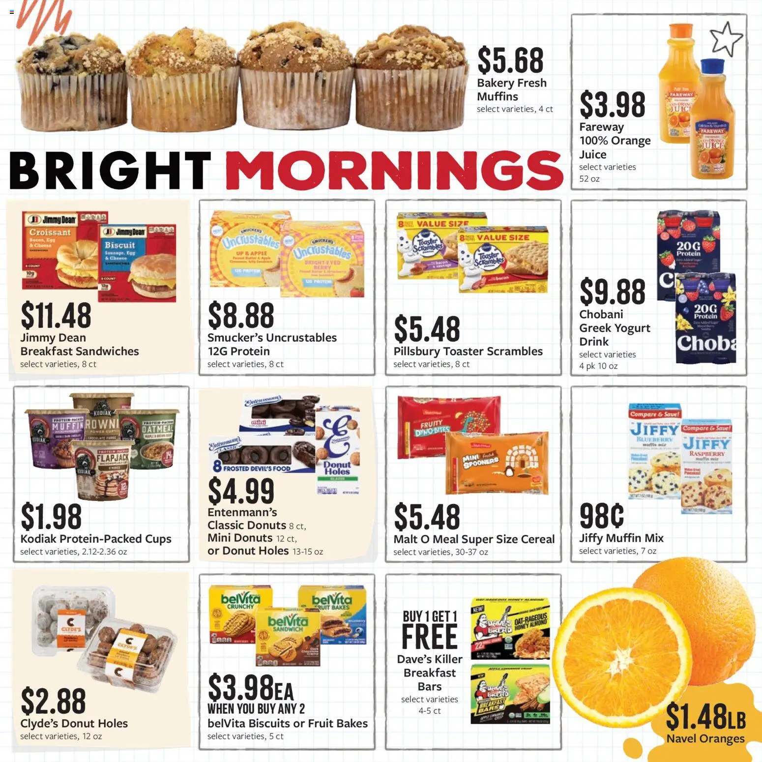 Fareway Monthly Ad - valid from 08/03/2026 | Page: 8 | Products: Toaster, Juice, Oranges, Muffin