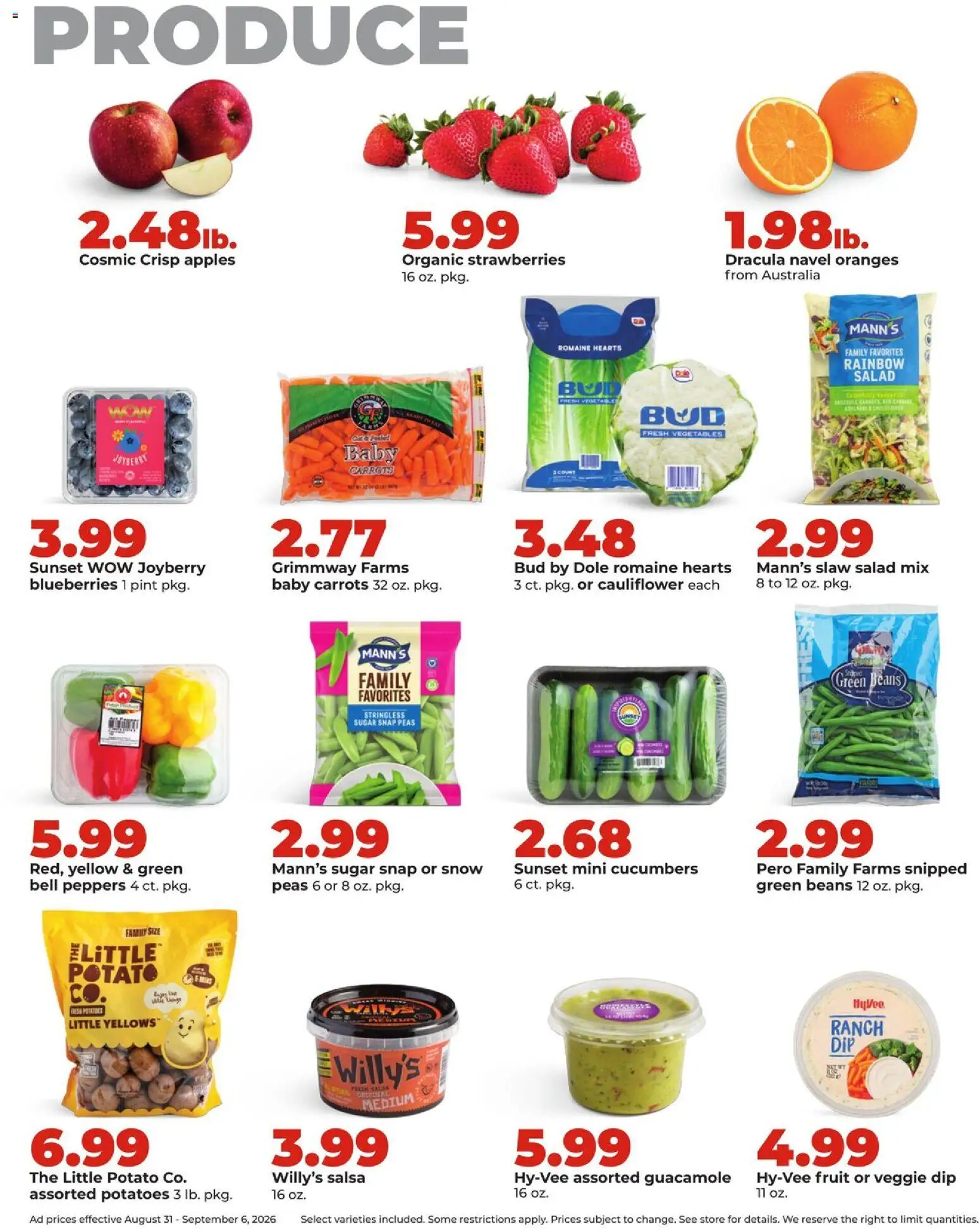 HyVee Weekly Ad - valid from 08/31/2026 | Page: 15 | Products: Strawberries, Potatoes, Sugar, Blueberries