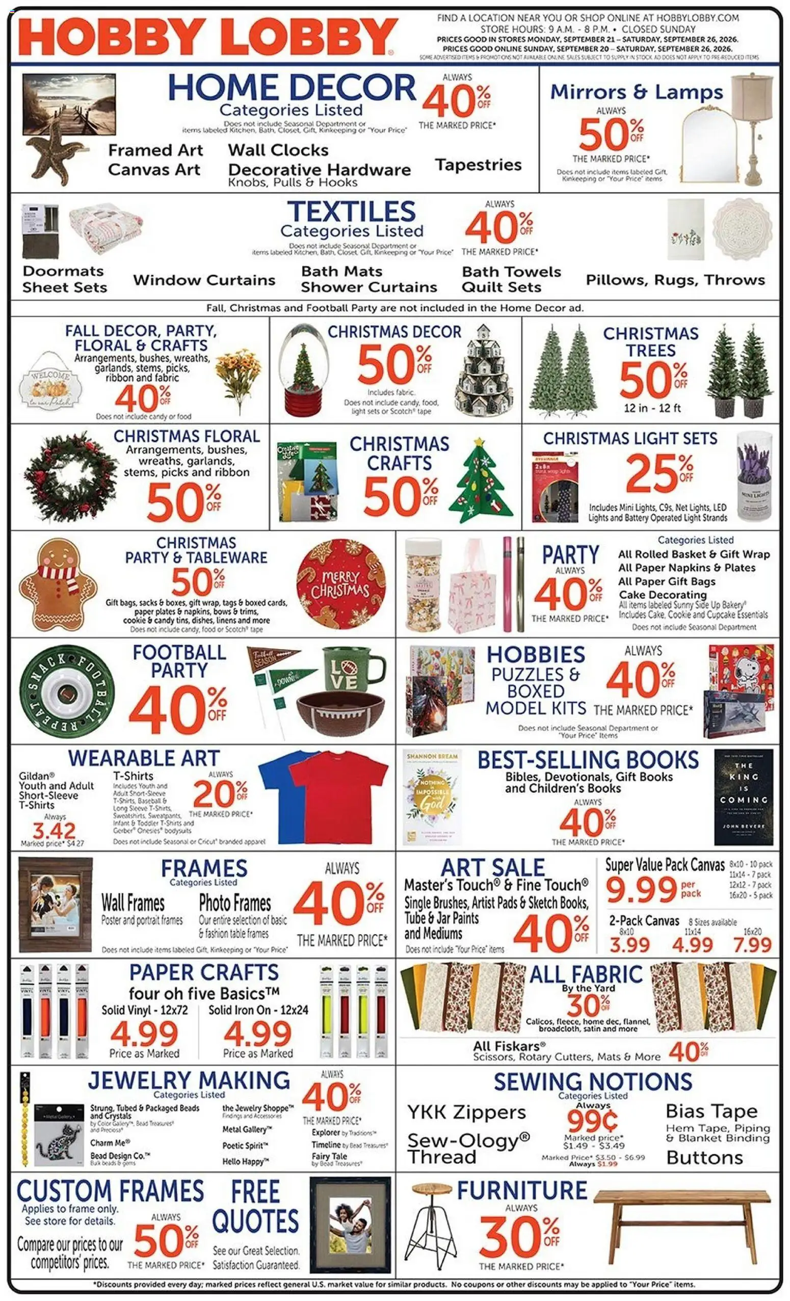 Hobby Lobby Weekly Ad - valid from 09/20/2026 | Page: 1