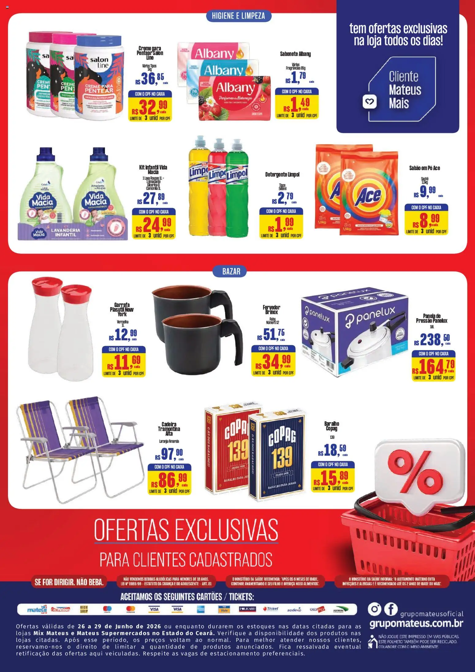 Mateus Folheto - válido de 26/06/2026 | Página: 2 | Produtos: Cadeira, Copa, Sabonete, Amaciante