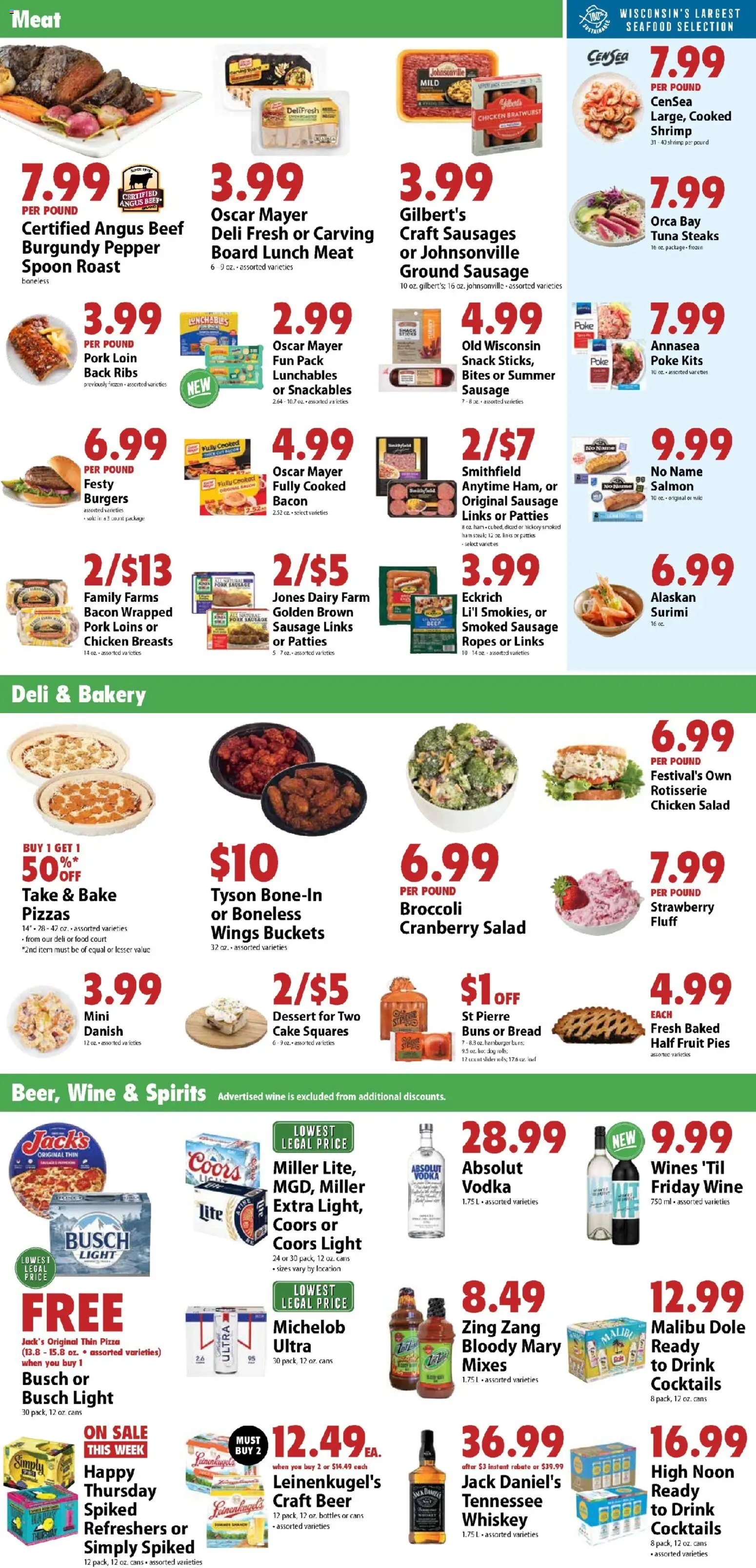 Festival Foods Weekly Ad - valid from 27.05.2026 | Page: 3 | Products: Wine, Pork, Seafood, Sausage