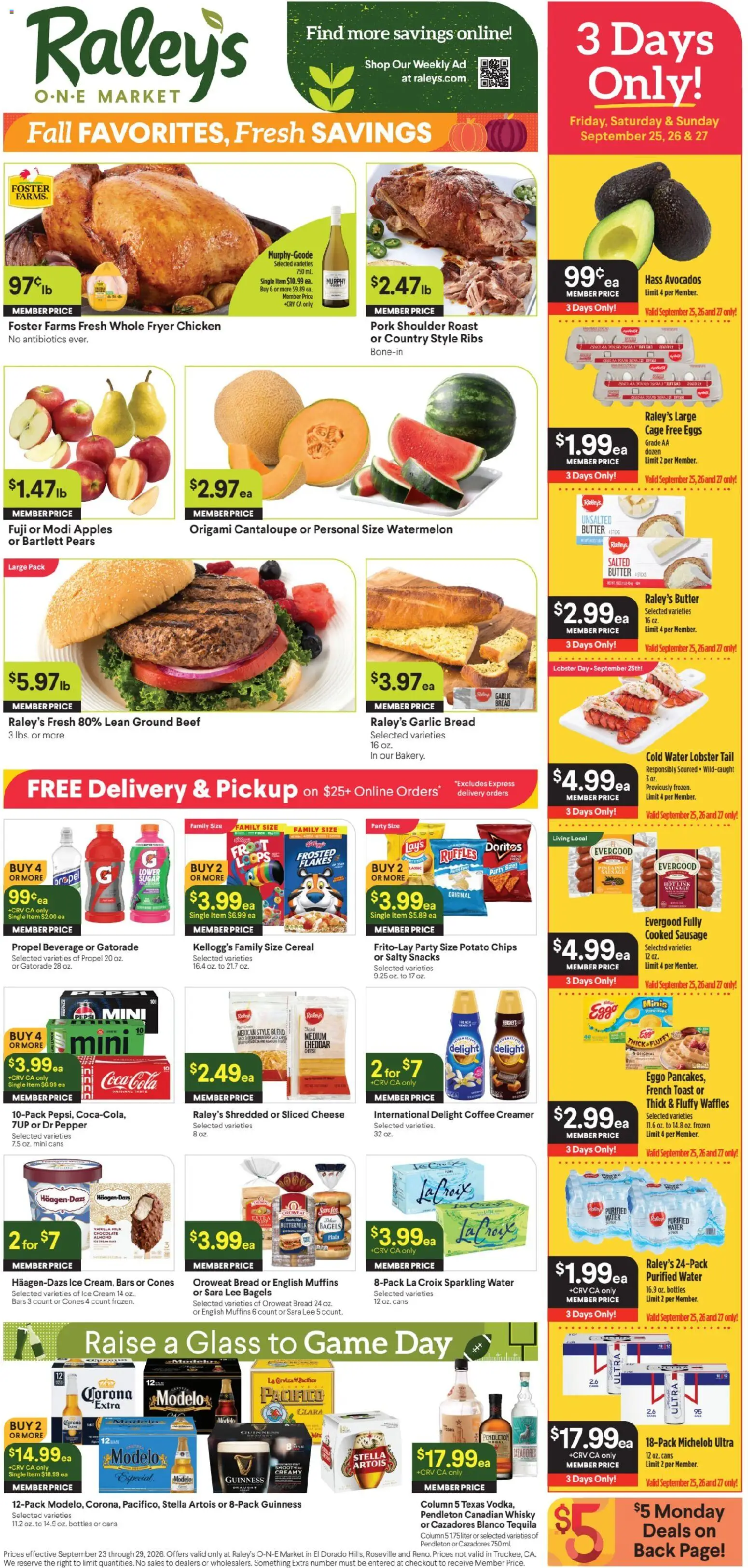 Raley's Ad - valid from 09/23/2026 | Page: 1 | Products: Bread, Cereal, Muffins, Vanilla