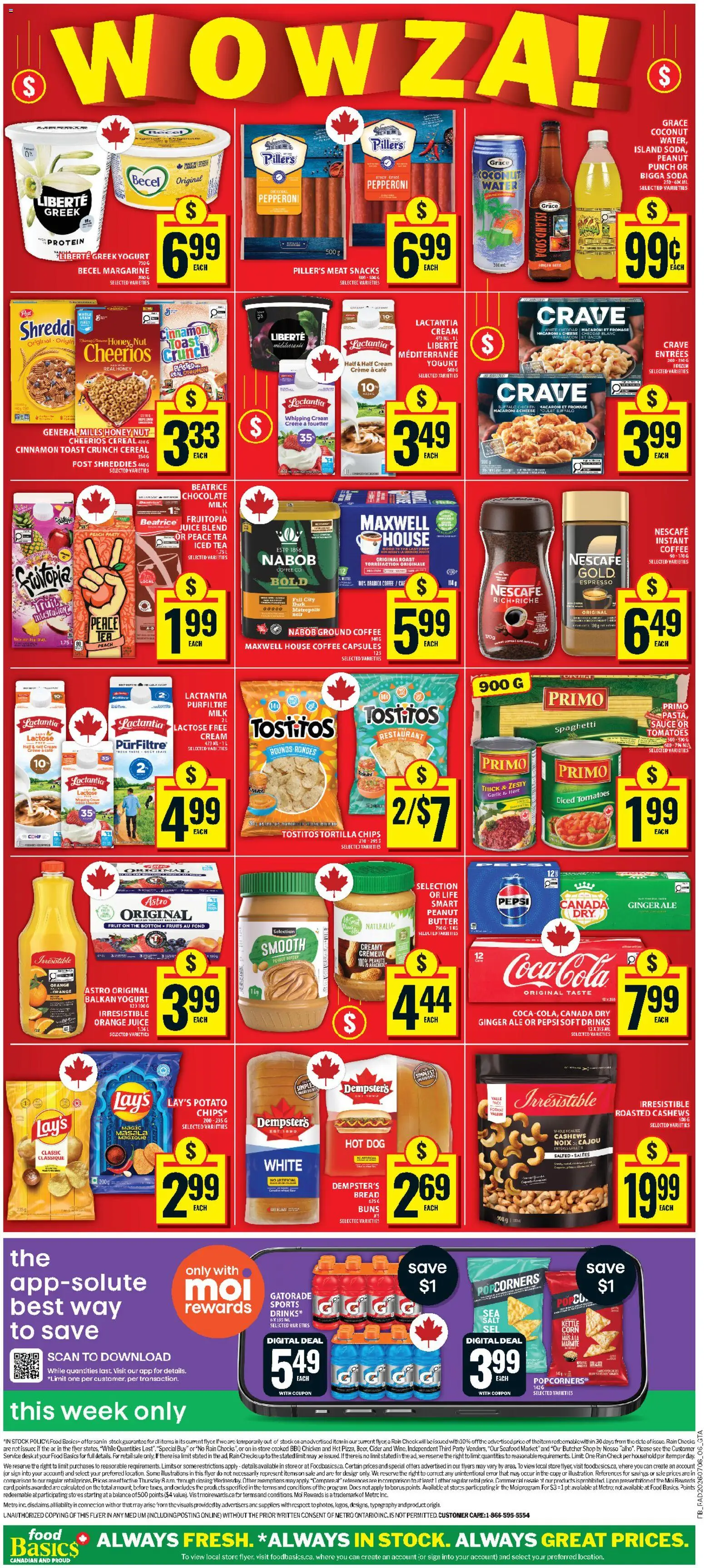 Food Basics flyer valid from Jul 9, 2026 | Page: 2 | Products: Milk, Butter, Coffee, Chicken
