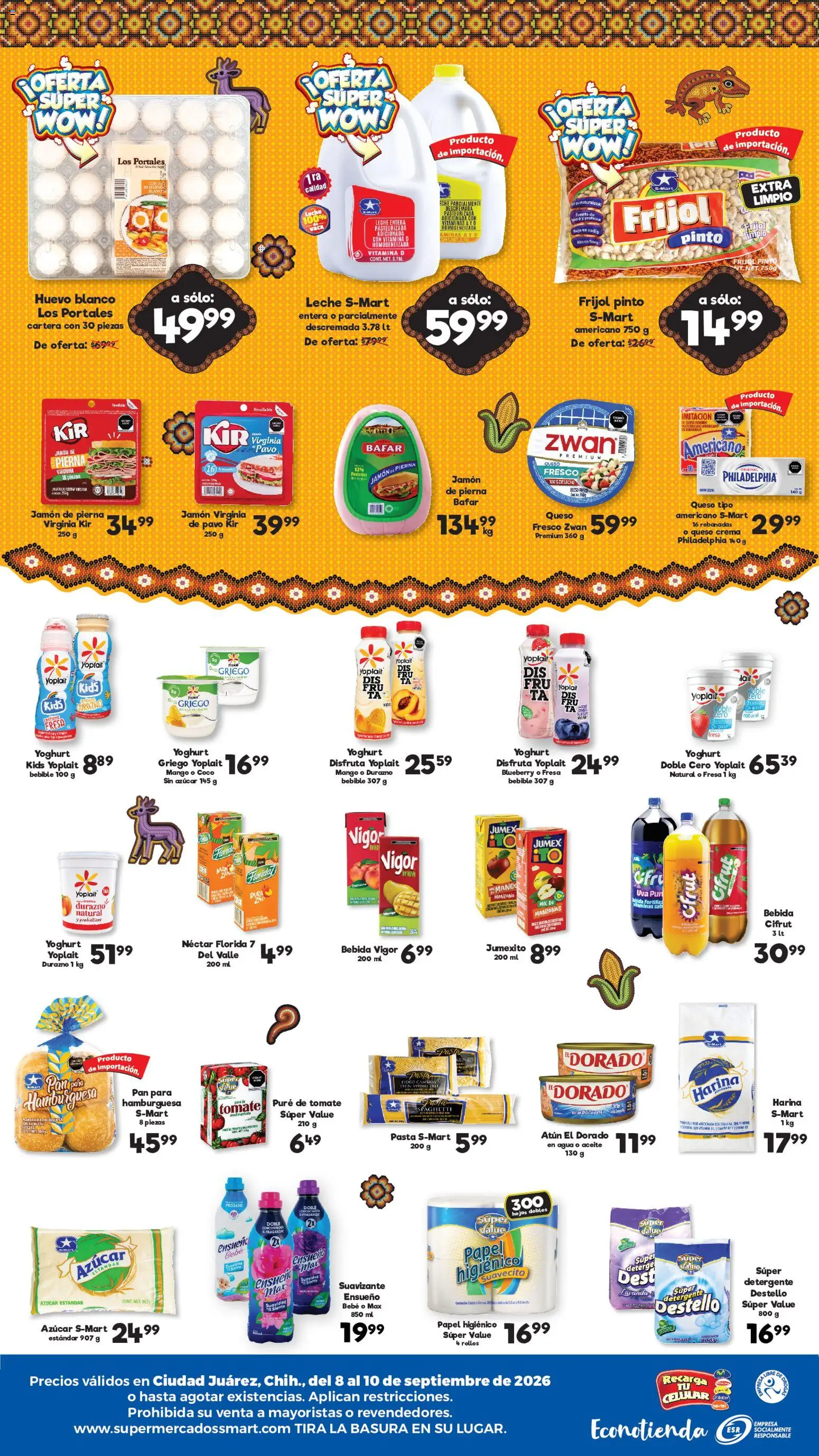 Nuevas ofertas de S-Mart válidas en toda la República Mexicana desde el 08/09/2026. ¡Encuentra las mejores ofertas en S-Mart folleto Ofertas de feria Juárez! | Página: 2 | Productos: Fresa, Coco, Tomate, Huevo