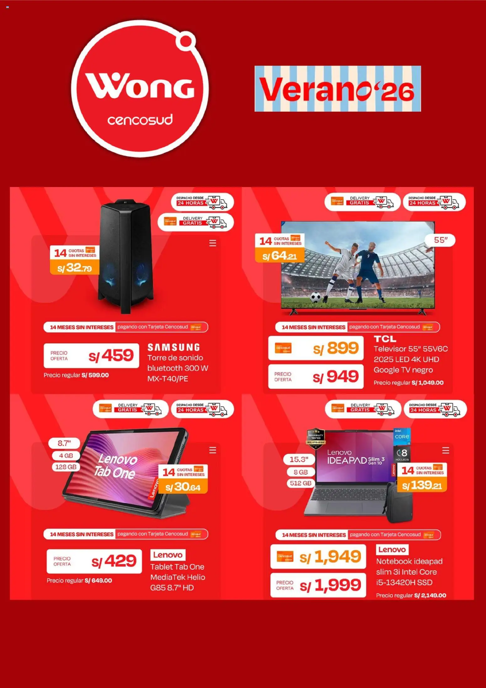 Catálogo Wong válido desde 03/08/2026 | Página: 4 | Productos: Notebook, Televisor