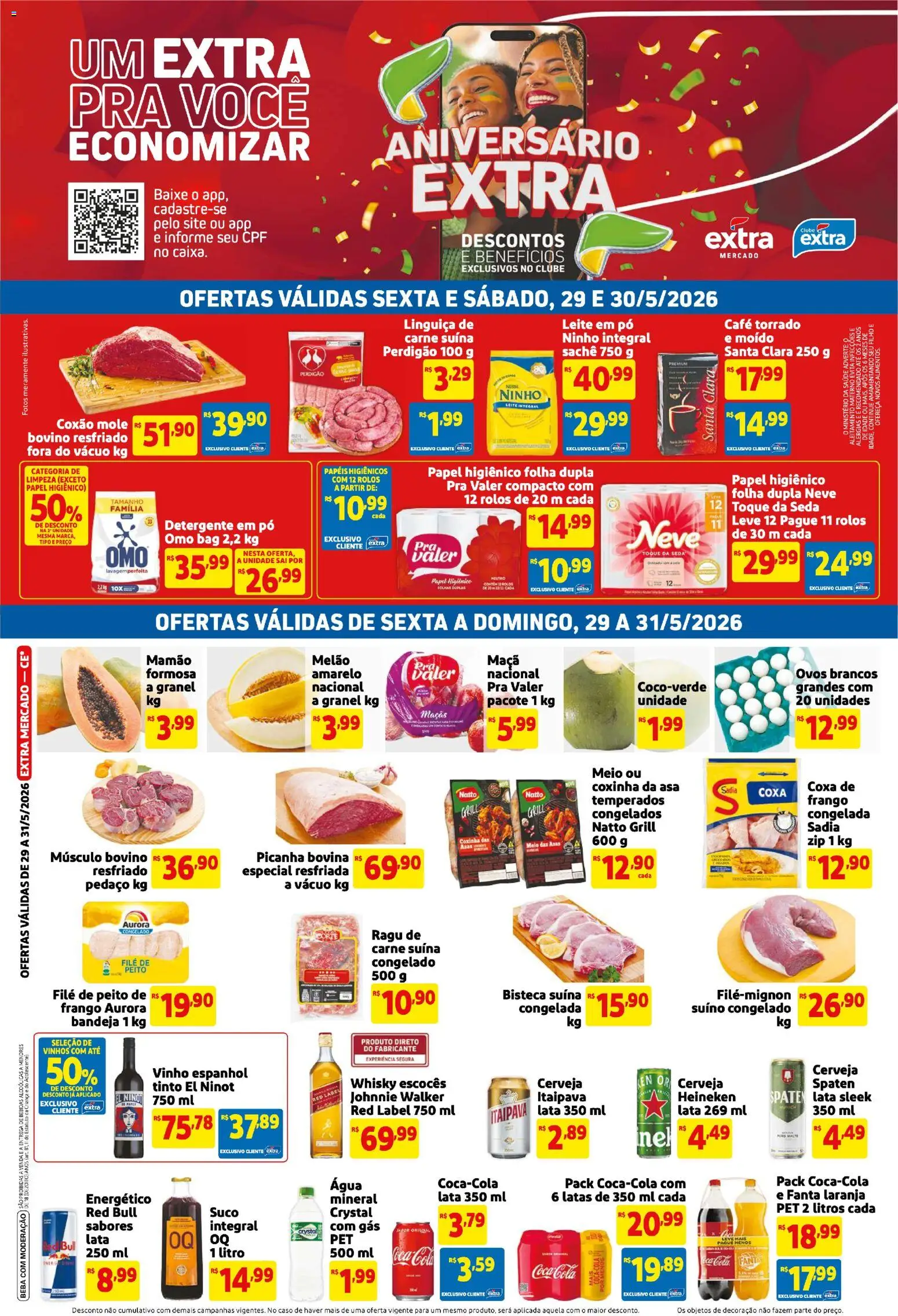 Extra Folheto - válido de 29.05.2026 | Página: 1 | Produtos: Caixa, Leite, Café, Vinho