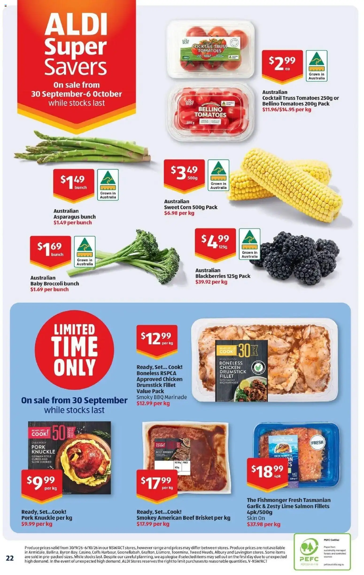 Aldi catalogue - valid from 07/10/2026 | Page: 22 | Products: Tomatoes, Beef, Salmon, Fillet