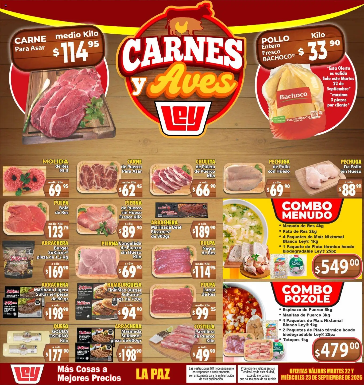 Nuevas ofertas de Casa Ley válidas en toda la República Mexicana desde el 22/09/2026. ¡Encuentra las mejores ofertas en Casa Ley folleto Carnes y Aves! | Página: 1 | Productos: Paleta, Hamburguesa, Carne, Totopos