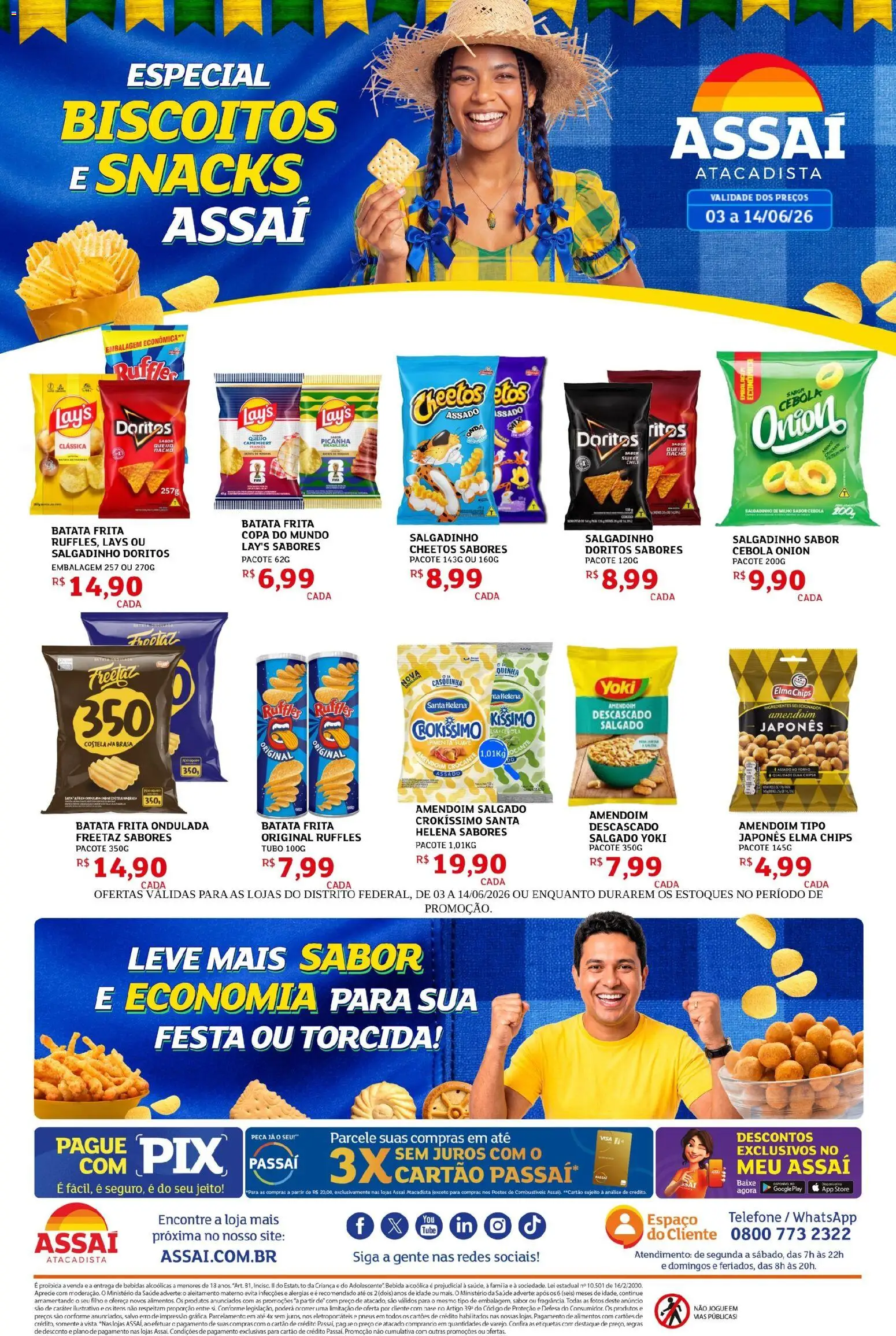 Assaí Atacadista Folheto - válido de 03.06.2026 | Página: 1 | Produtos: Base, Camembert, Telefone, Batata frita