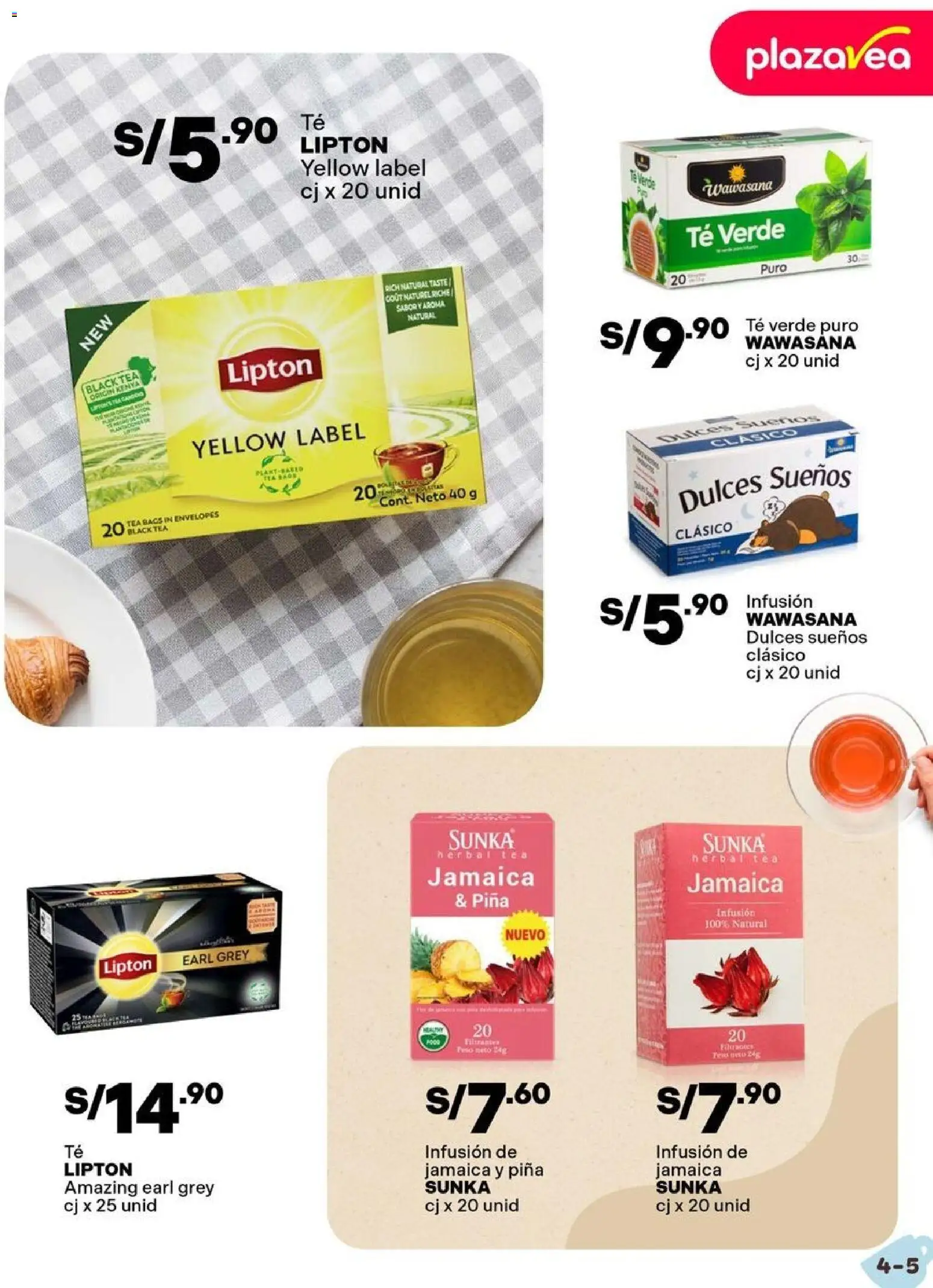 Catálogo Plaza Vea válido desde 17/08/2026 | Página: 6 | Productos: Té, Piña, Dulces, Té verde