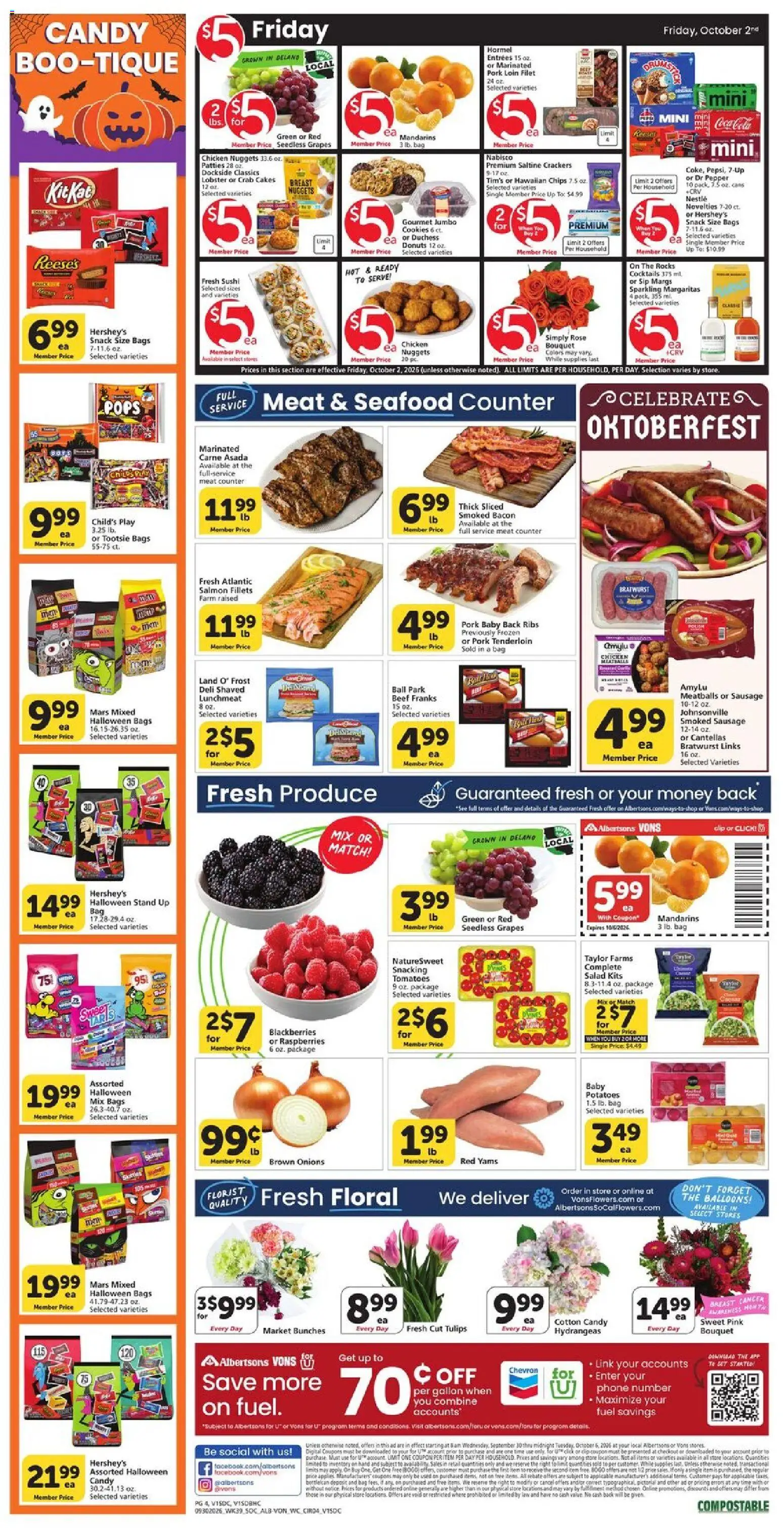 Vons Weekly Ad - valid from 09/30/2026 | Page: 4 | Products: Chicken, Pepper, Pork tenderloin, Seedless grapes