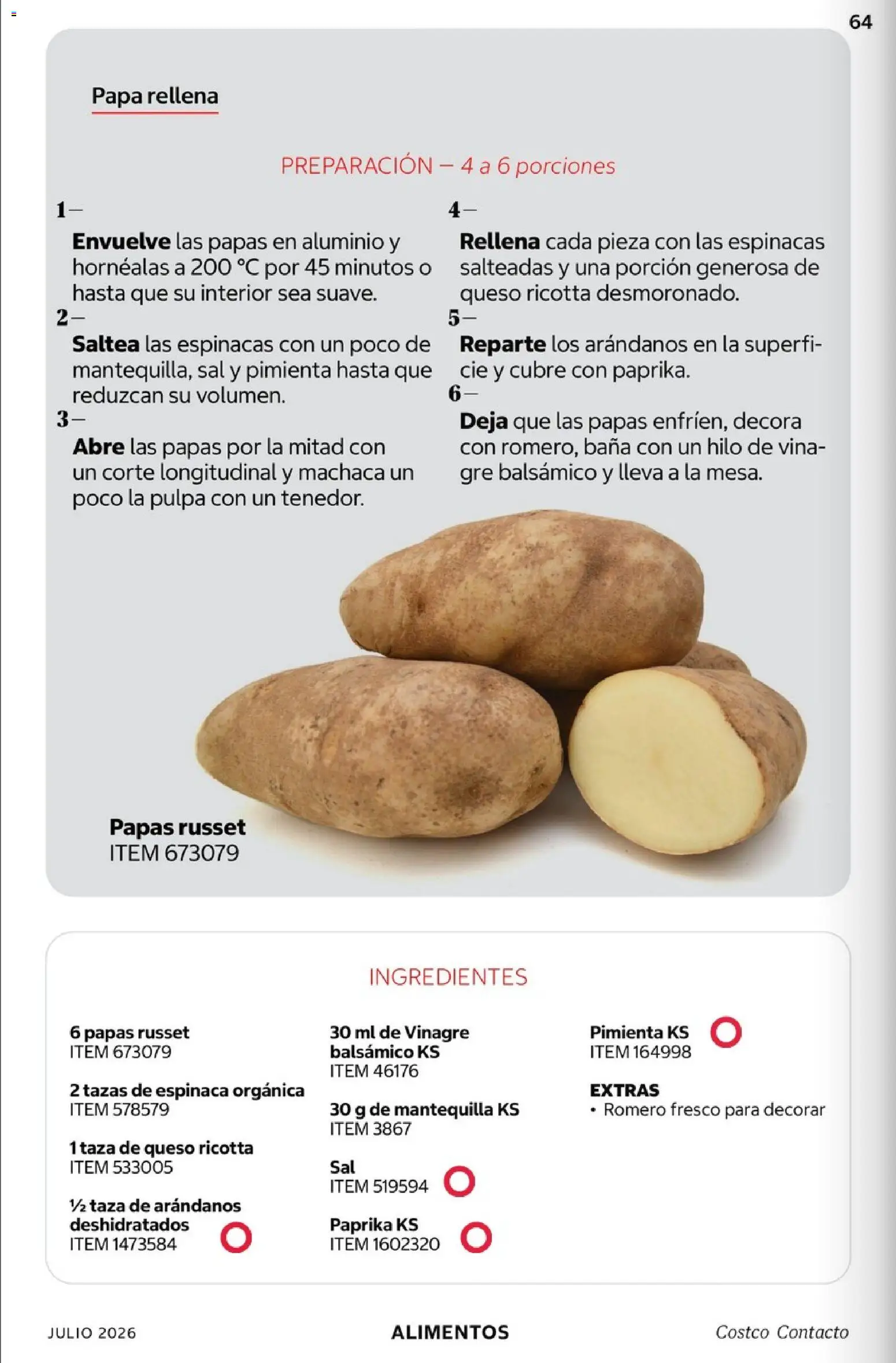 Nuevas ofertas de Costco válidas en toda la República Mexicana desde el 01/07/2026. ¡Encuentra las mejores ofertas en Costco Revista Julio 2026! | Página: 64 | Productos: Vinagre, Sal, Queso, Arándanos