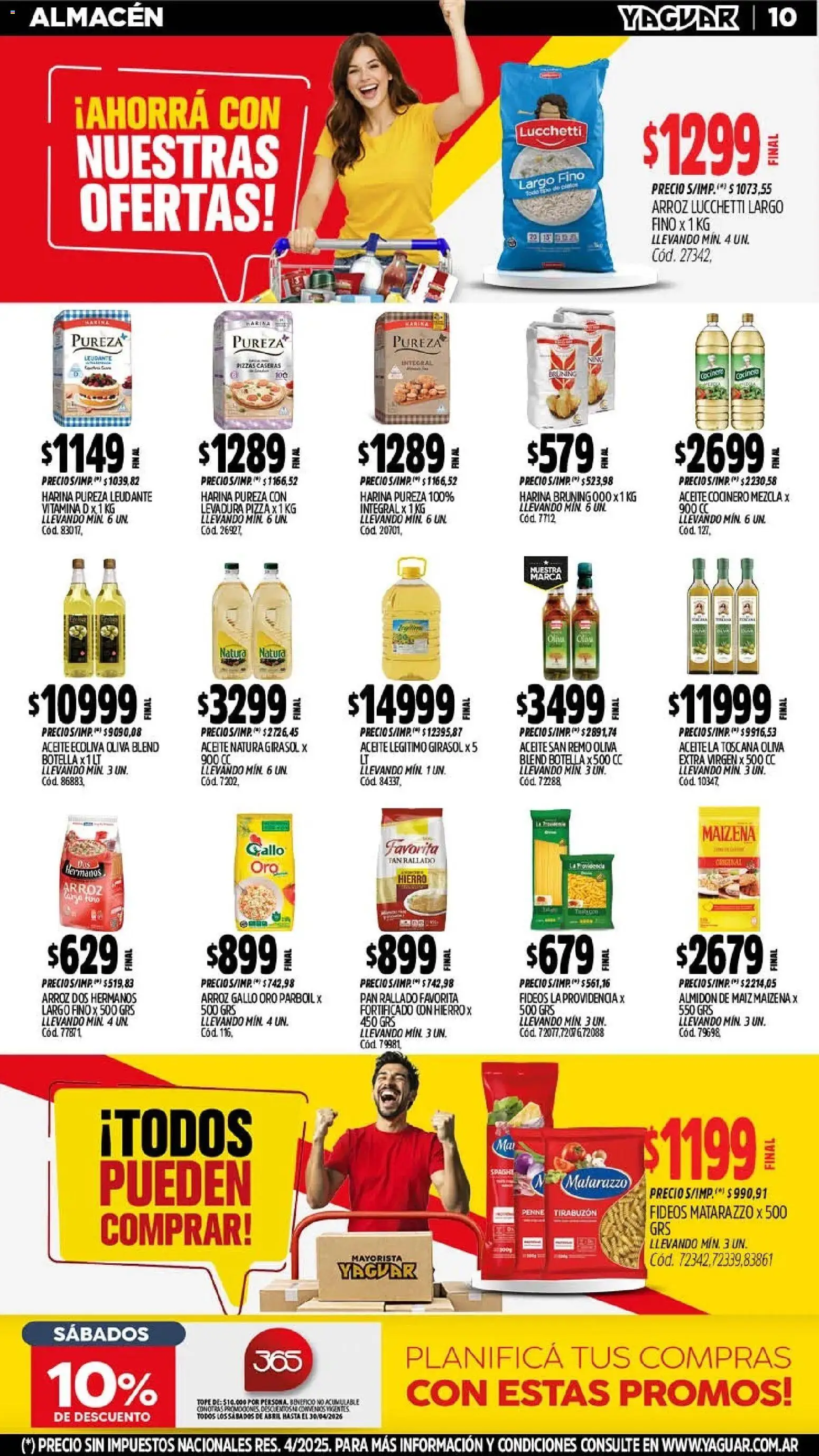 Yaguar - Oferta Semanal Misiones │ válido desde el 11.05.2026 | Página: 10 | Productos: Pan, Pizza, Arroz, Fideos