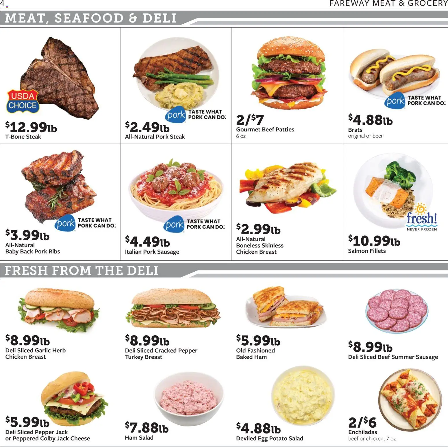 Fareway Weekly Ad - valid from 08/31/2026 | Page: 4 | Products: Pork ribs, Turkey, Cheese, Seafood
