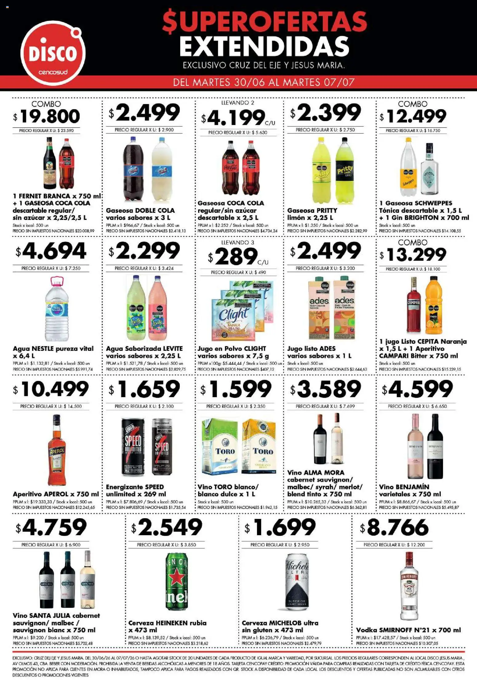 Disco ofertas │ válido desde el 30/06/2026 | Página: 3 | Productos: Gin, Gaseosa, Agua, Limón