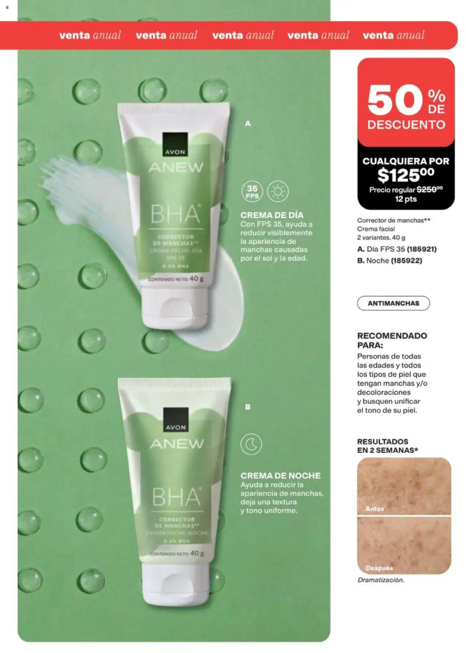 Nuevas ofertas de AVON válidas en toda la República Mexicana desde el 11/09/2026. ¡Encuentra las mejores ofertas en AVON campaña 14 2026! | Página: 107 | Productos: Crema, Crema facial, Corrector