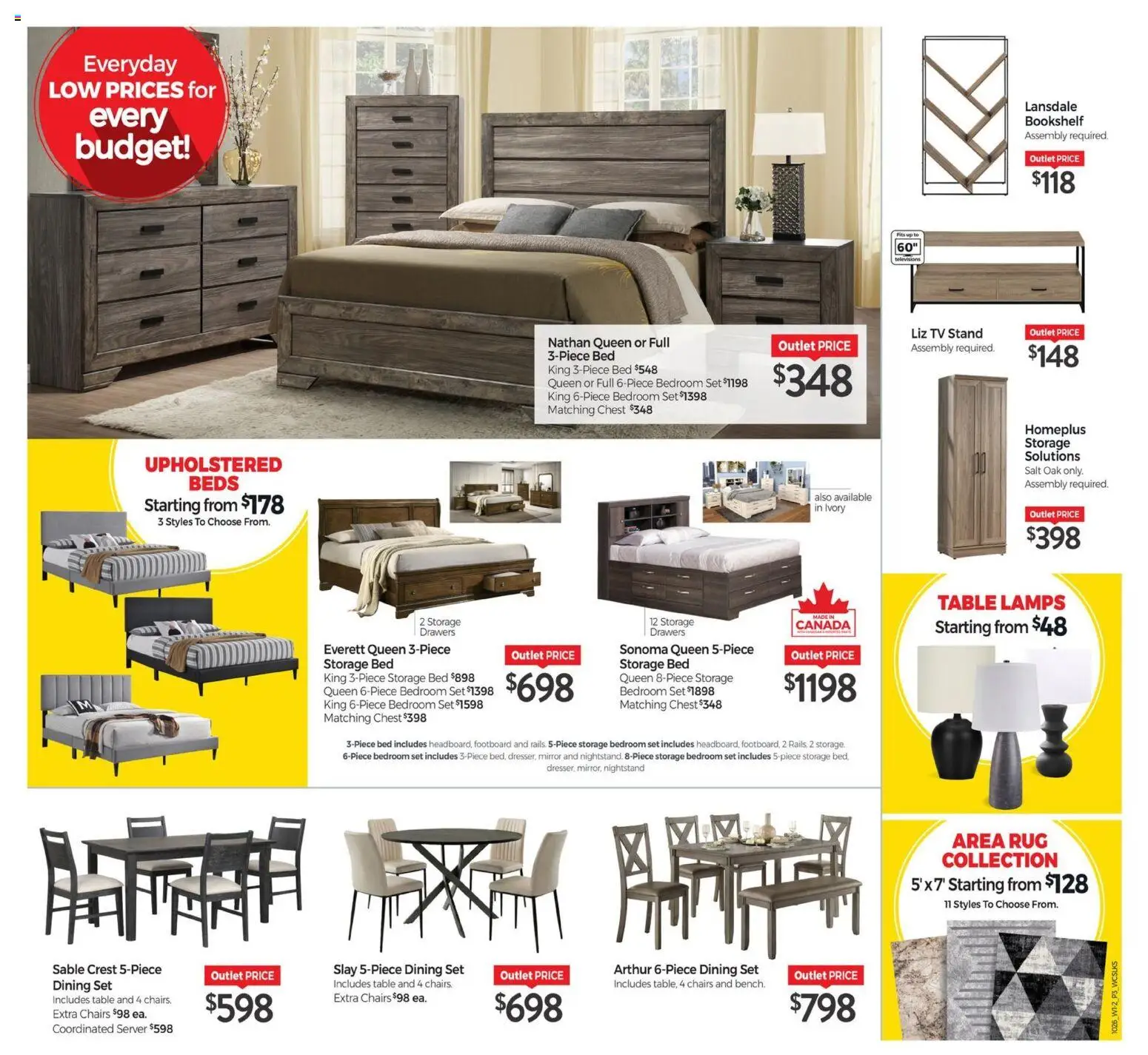 Tepperman's flyer valid from Oct 2, 2026 | Page: 3 | Products: Dining set, Rug, Bed, Table