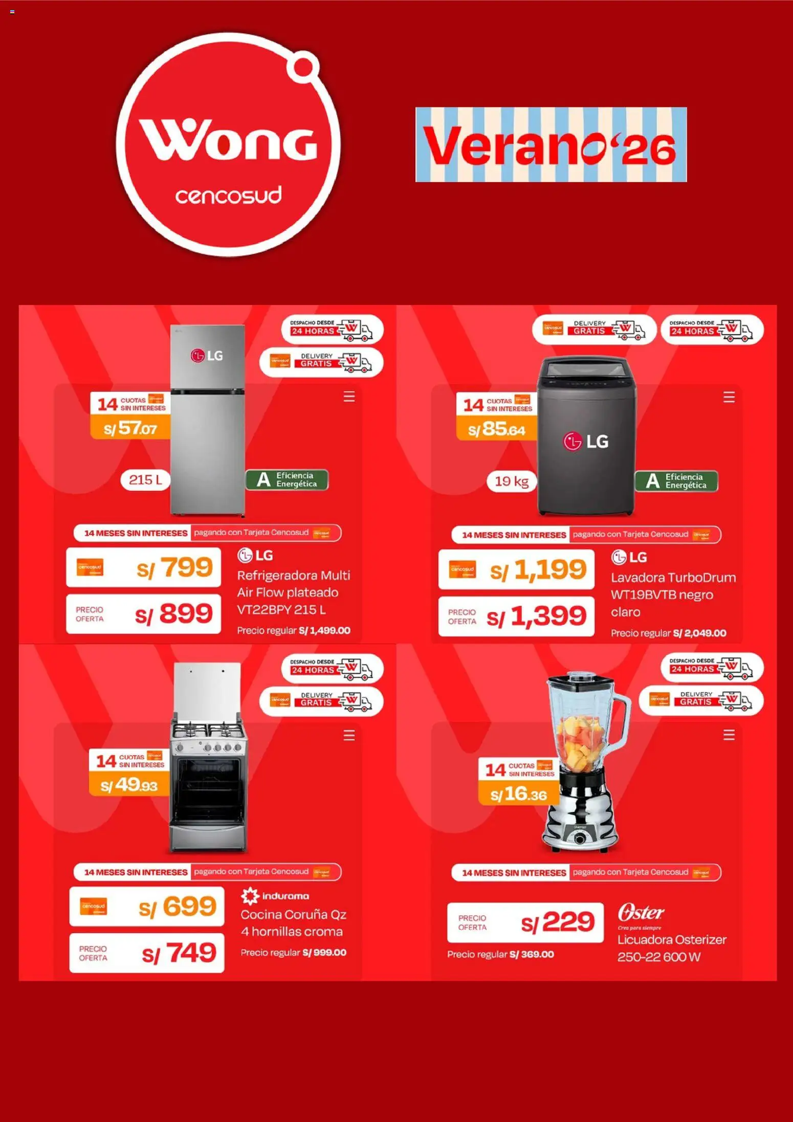 Catálogo Wong válido desde 08.06.2026 | Página: 5 | Productos: Lavadora, Cocina, Licuadora