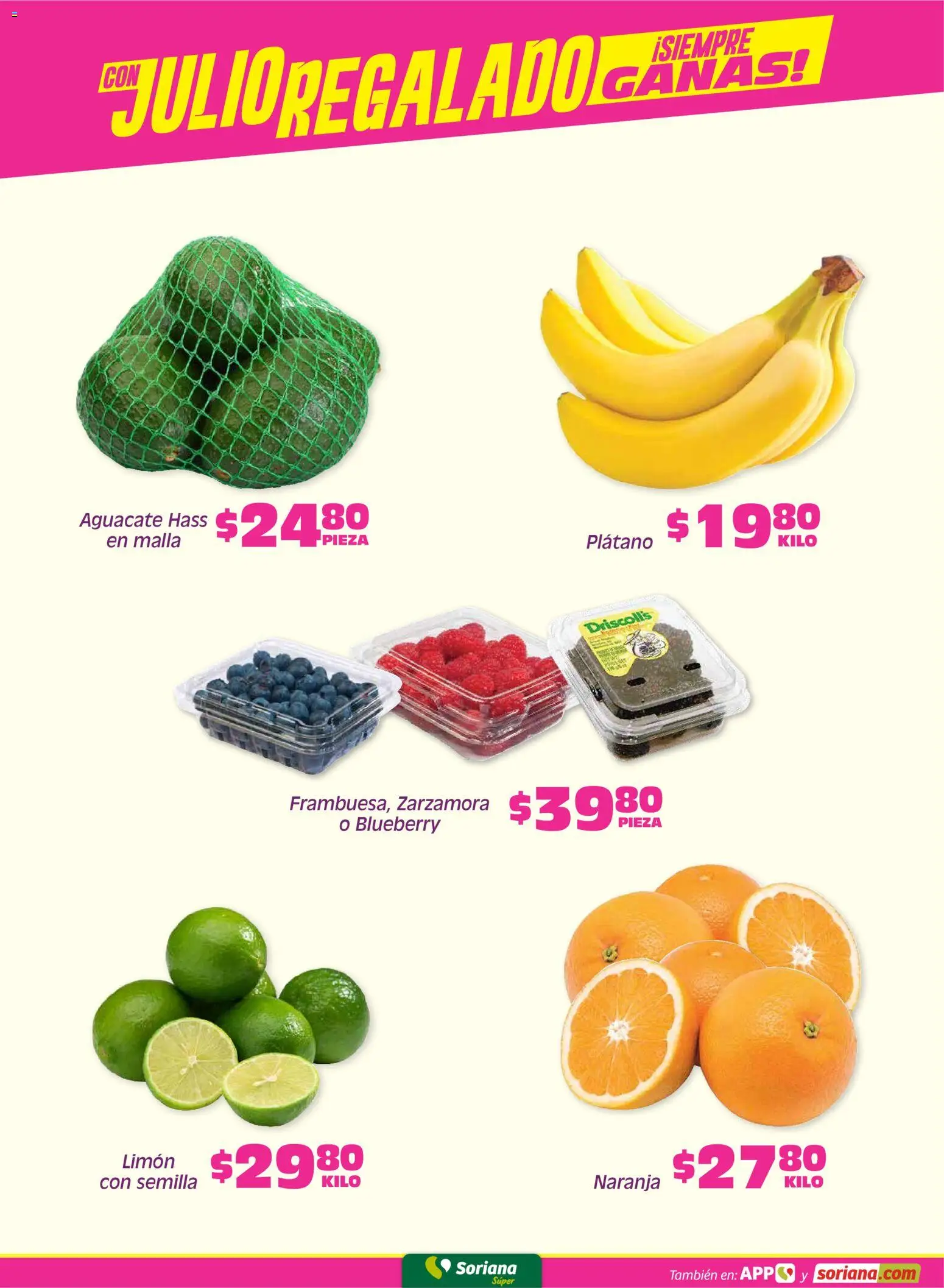 Nuevas ofertas de Soriana válidas en toda la República Mexicana desde el 05.06.2026. ¡Encuentra las mejores ofertas en Soriana Fin de Semana Súper: Saltillo y Torreón! | Página: 2 | Productos: Plátano, Limón, Aguacate, Malla