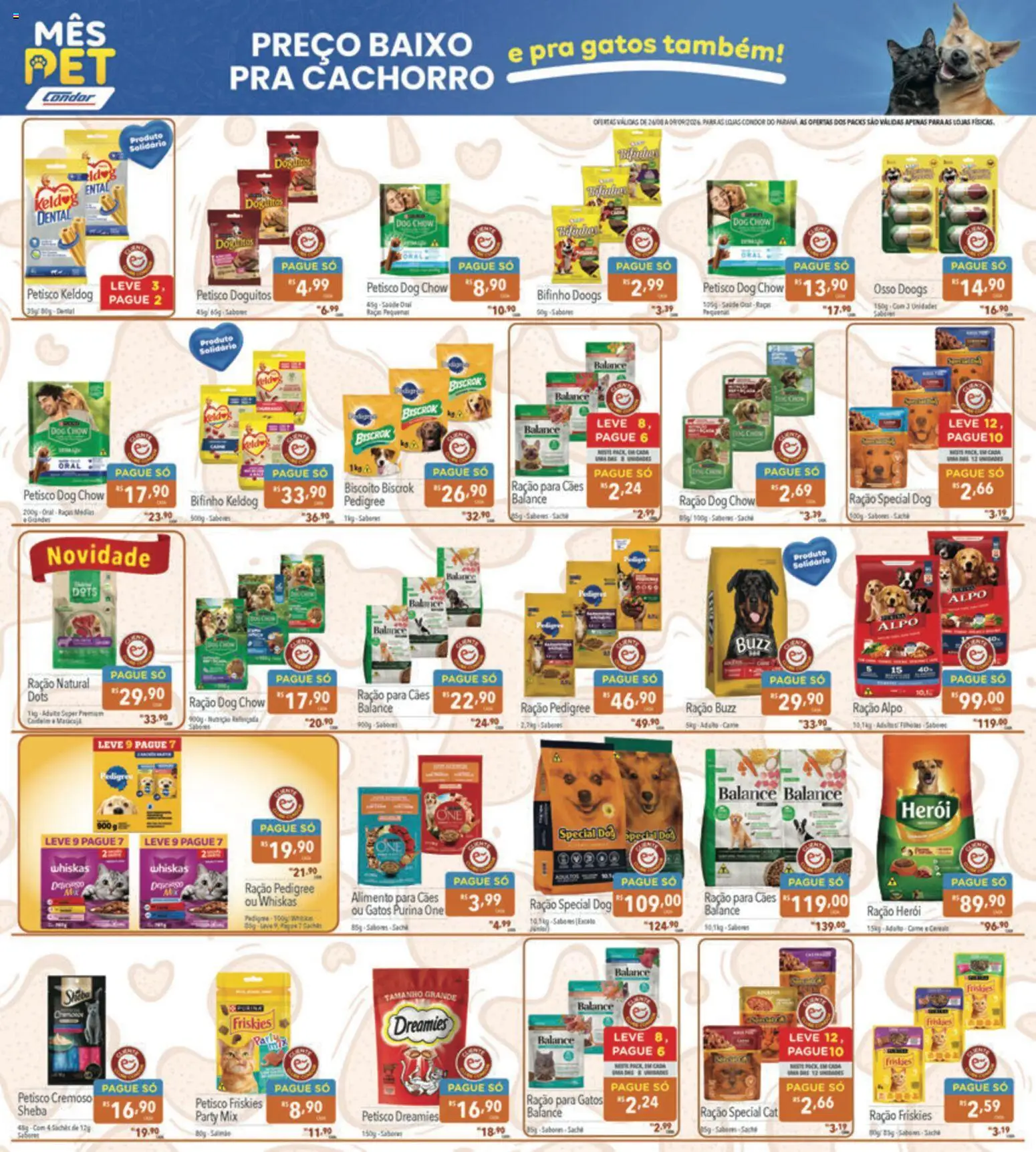 Supermercados Condor Folheto - válido de 26/08/2026 | Página: 30 | Produtos: Biscoito, Cama, Ração para cães, Ração
