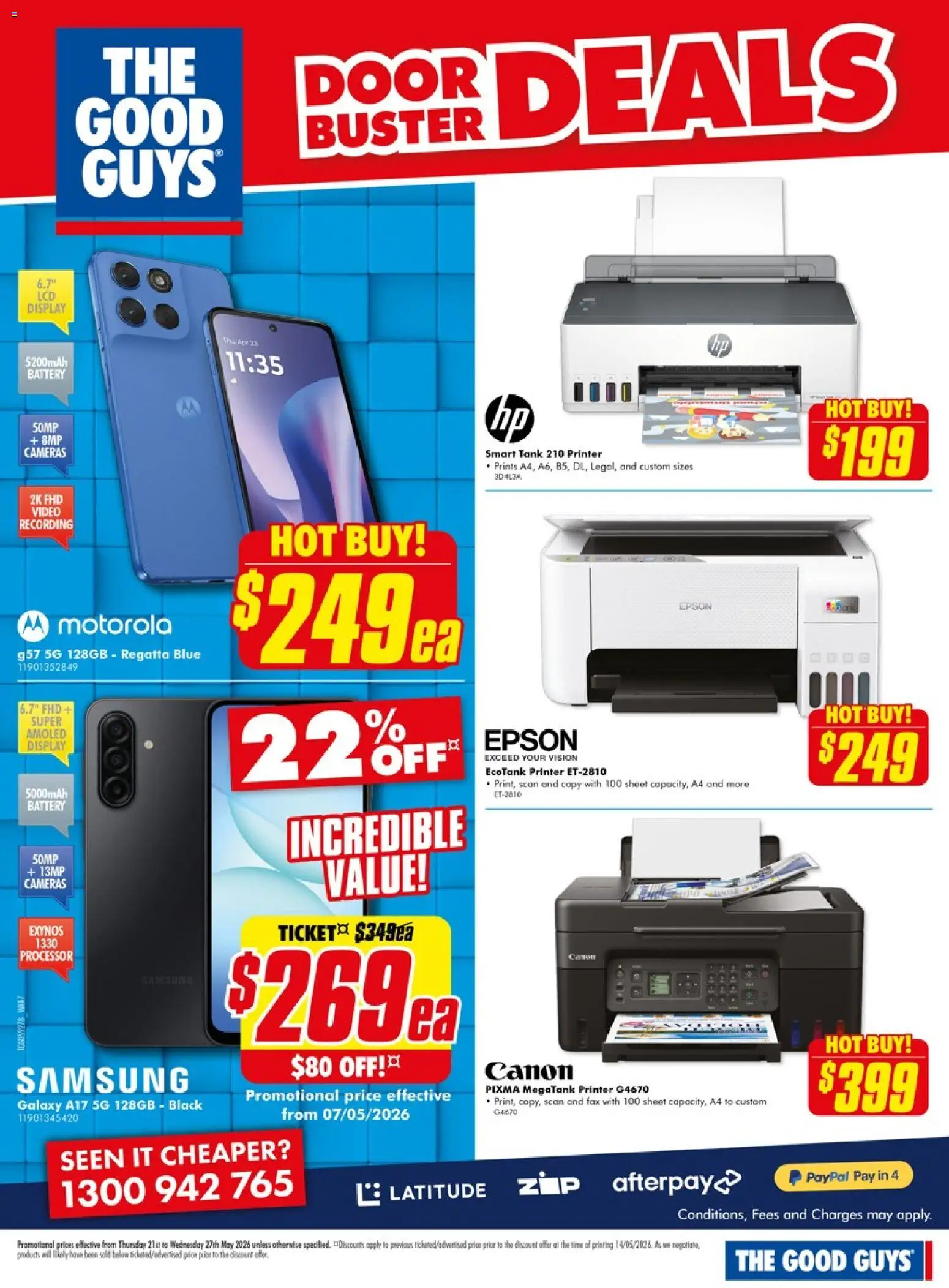 The Good Guys catalogue - valid from 20.05.2026 | Page: 7 | Products: Door, Battery, Printer, Fax