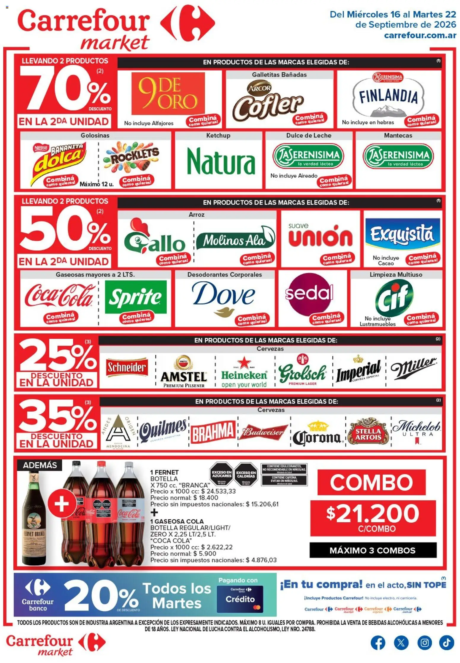 Carrefour Market - Market Corrientes │ válido desde el 16/09/2026 | Página: 2 | Productos: Lustramuebles, Bebidas, Dulce de leche, Cerveza