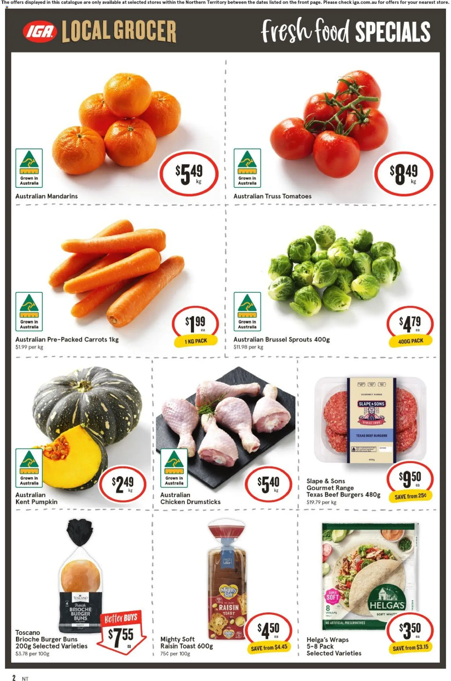 IGA catalogue - valid from 27.05.2026 | Page: 2 | Products: Beef, Mandarins, Carrots, Pumpkin
