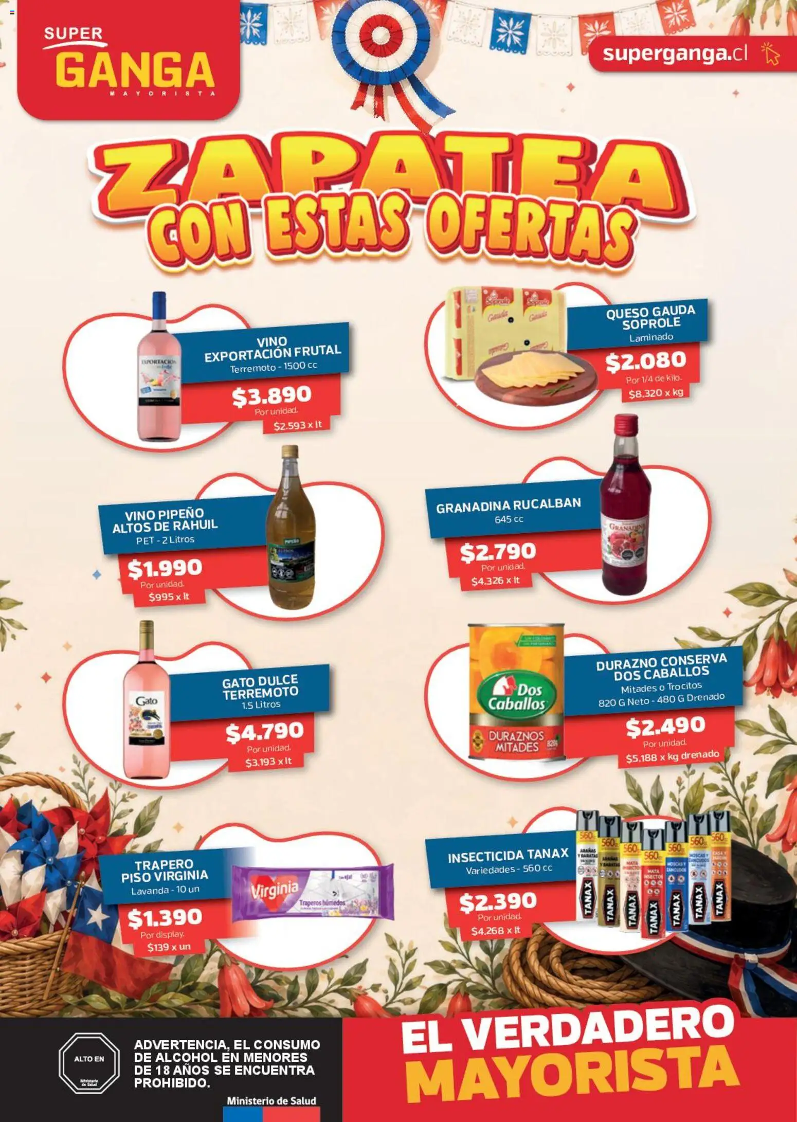 Super Ganga Ofertas │ válido desde el 08.09.2026 | Página: 1 | Productos: Trapero, Insecticida, Queso, Durazno