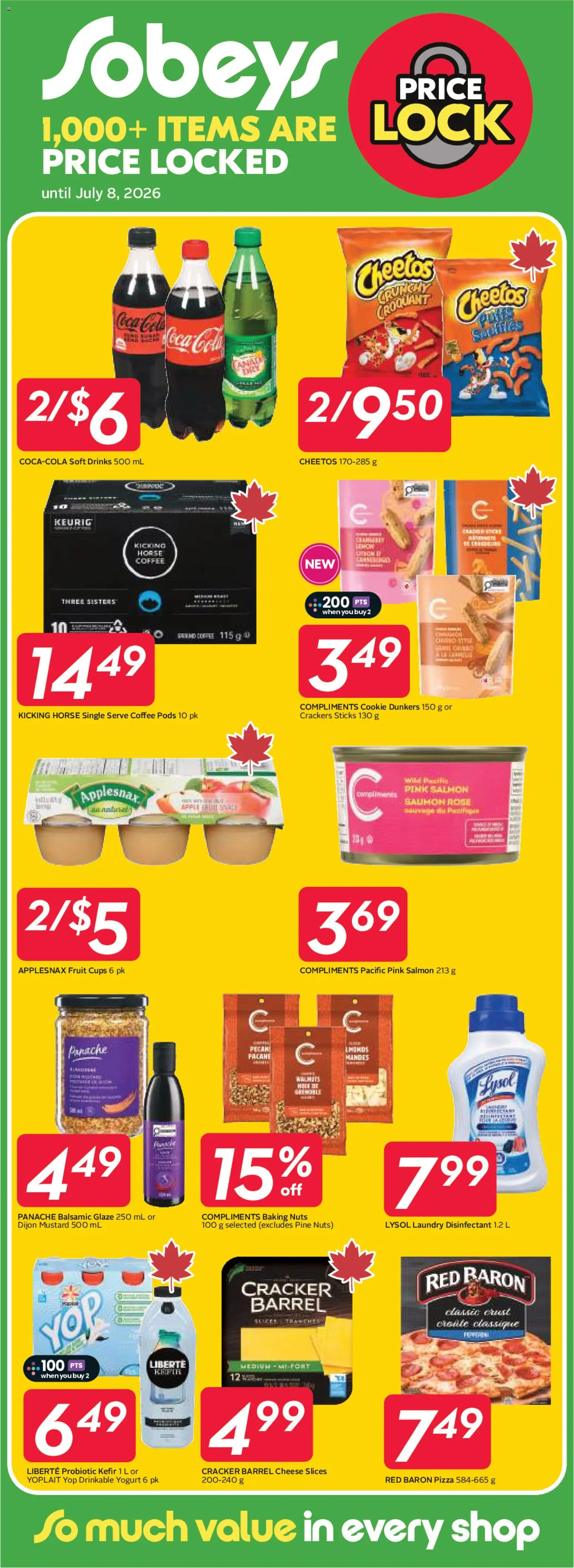 Sobeys flyer valid from 04.06.2026 | Page: 24 | Products: Nuts, Cheese, Coffee, Pizza