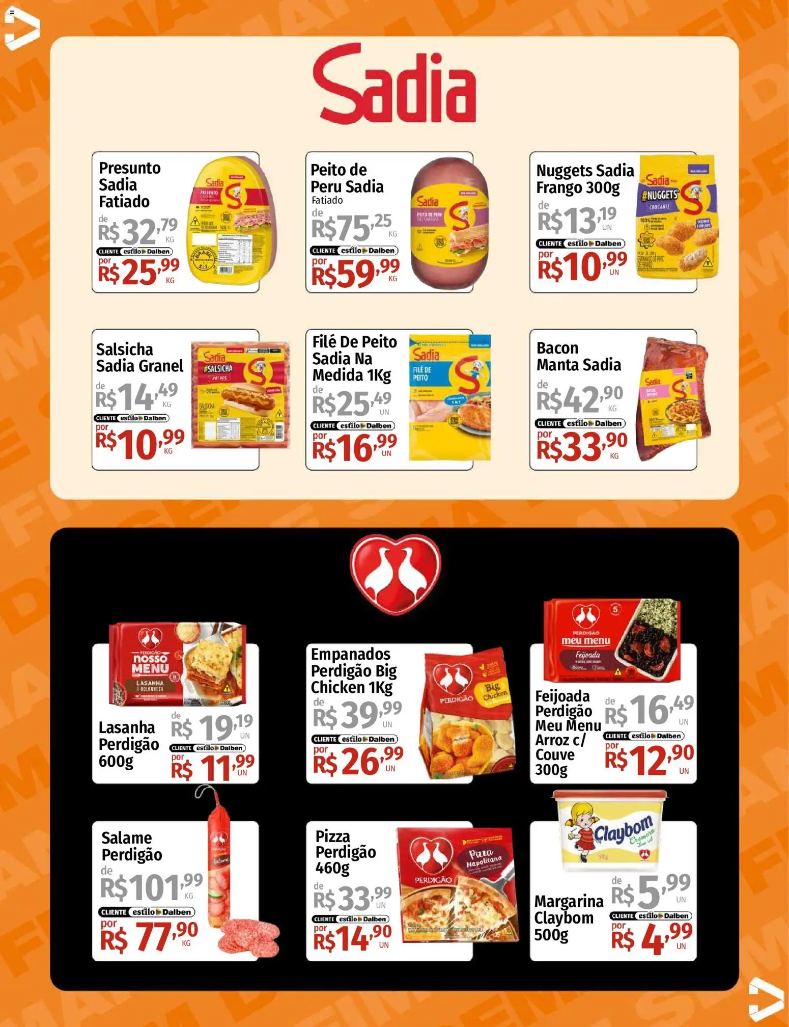 Supermercado Dalben Folheto - válido de 18/09/2026 | Página: 12 | Produtos: Pizza, Lasanha, Frango, Margarina