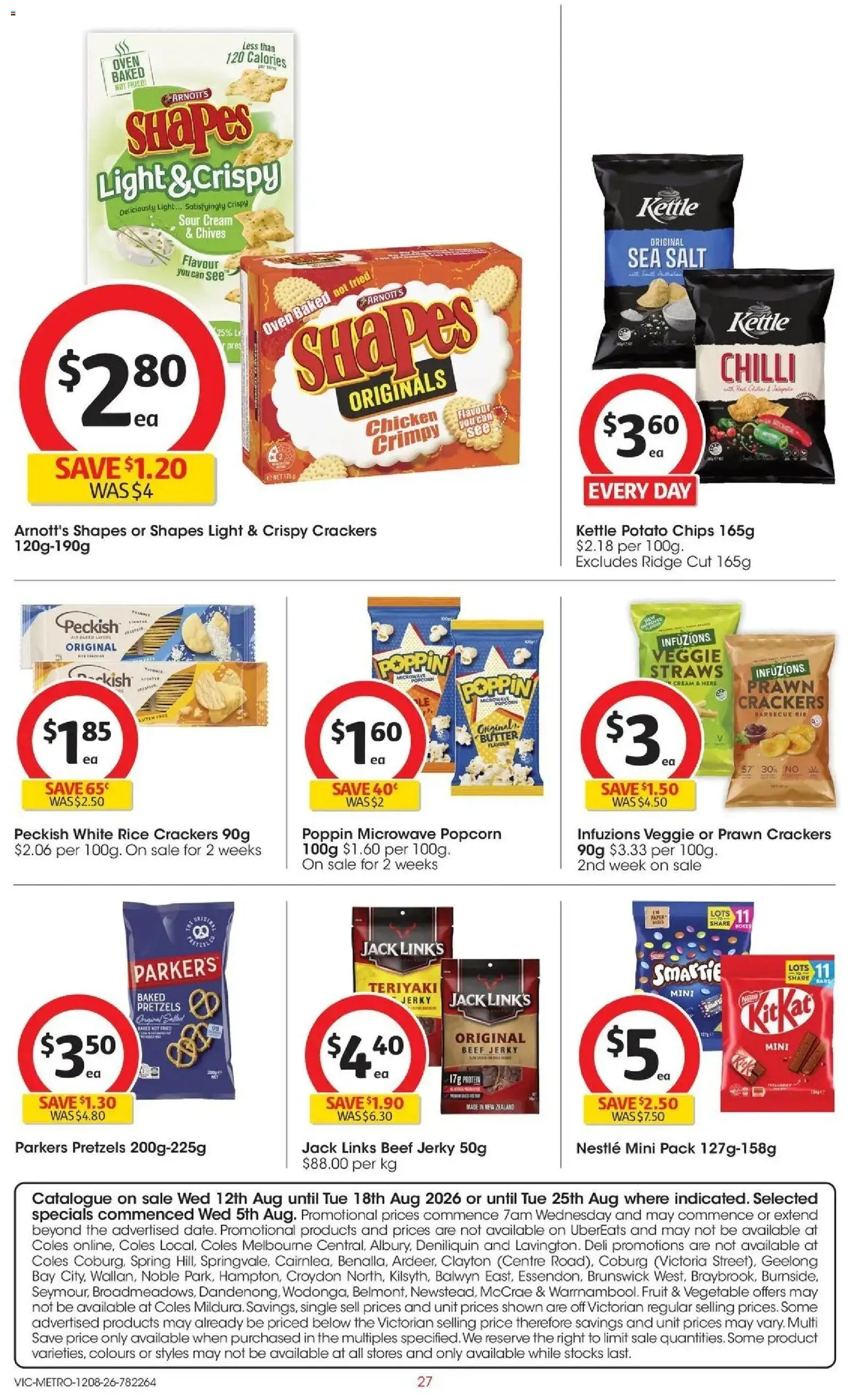 Coles catalogue - valid from 12/08/2026 | Page: 27 | Products: Jerky, Sour cream, Beef, Chips